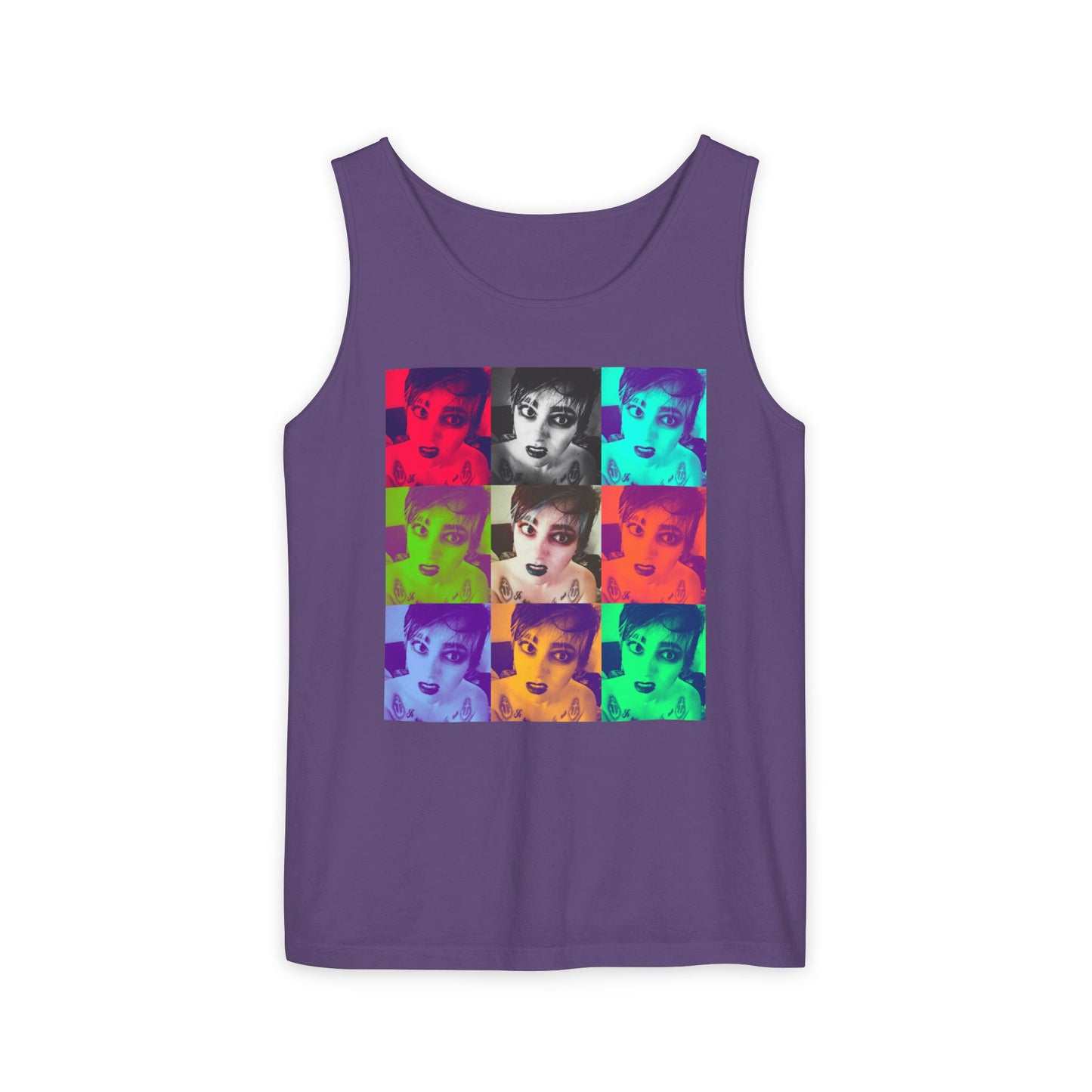 Vibrant Pop Art Tank Top, Unisex Garment-Dyed Sleeveless Tee, Fun Summer Essential, Beach Party Wear, Cool Gift Idea