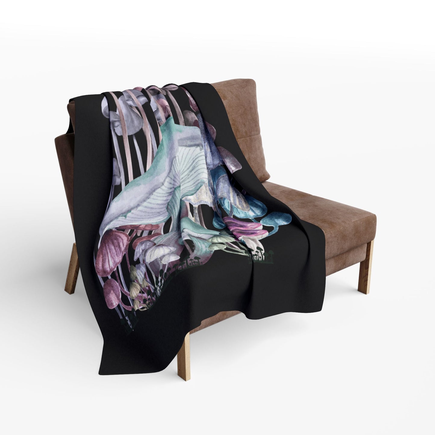 Mushroom Art Fleece Blanket, Cozy Home Decor, Gift for Nature Lovers, Boho Living Room Throw, Unique Wall Hanging