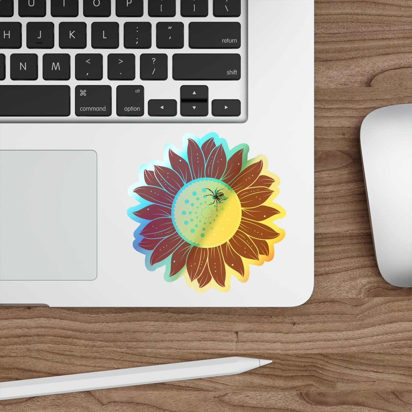 Sunflower Vibrant Holographic Floral Die-Cut Stickers, Fun Decor for Laptops, Skateboards, Gifts, Journals, Scrapbooking