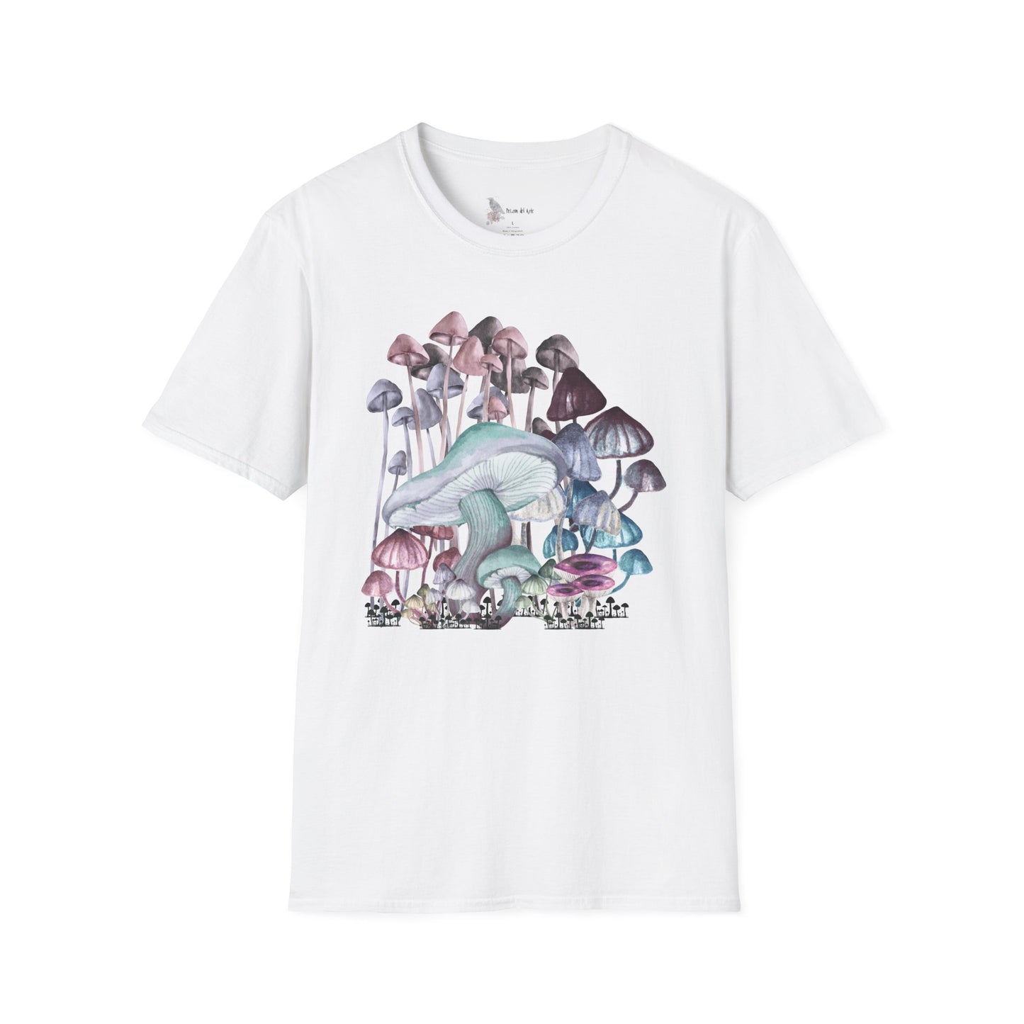 Mushroom Art Unisex T-Shirt - Softstyle Tee for Nature Lovers, Eco-Friendly Fashion, Gift for Friends, Boho Style, Music Festivals