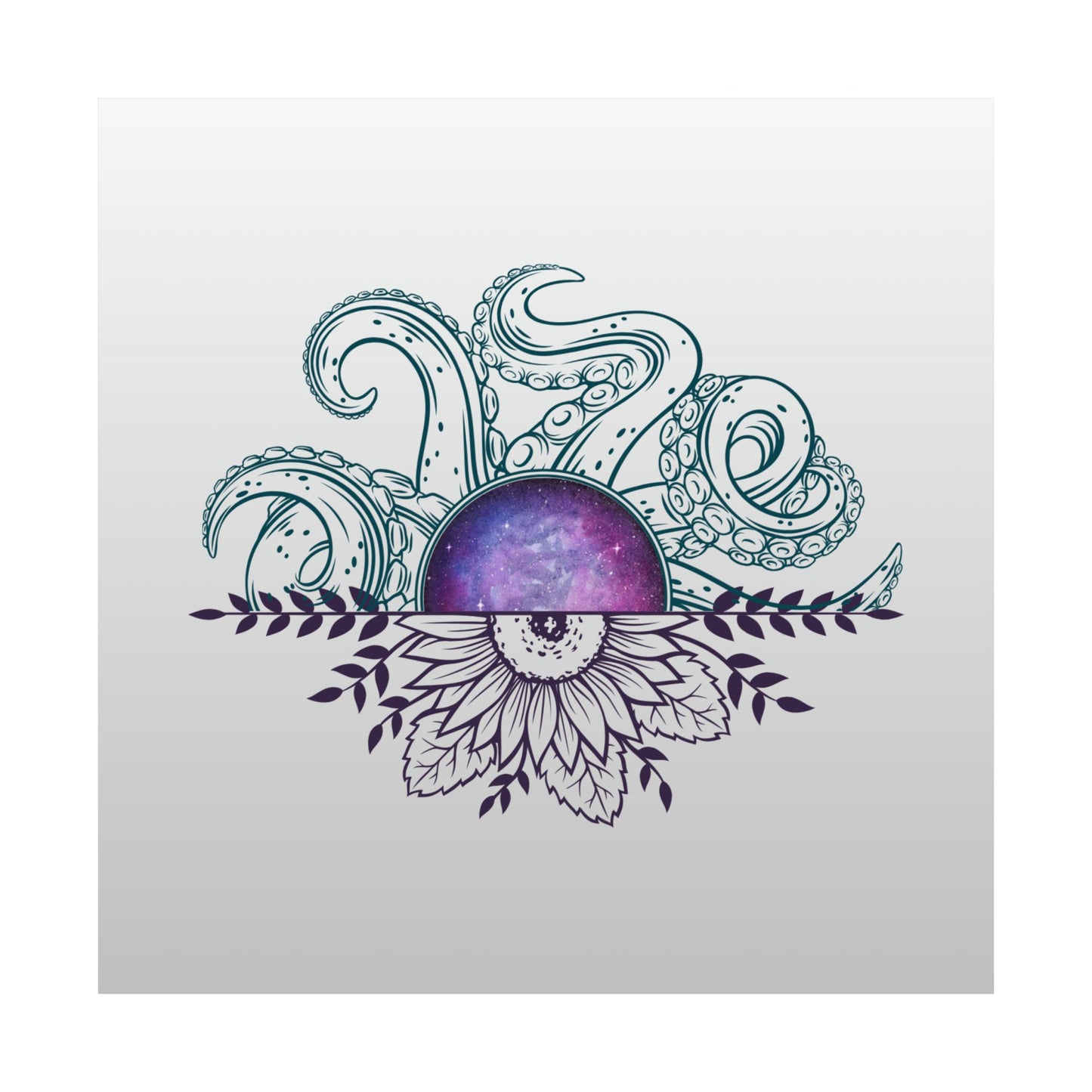 Cosmic Floral Wall Art Poster, Octopus Design Print, Home Decor, Nautical Art, Unique Gift for Ocean Lovers