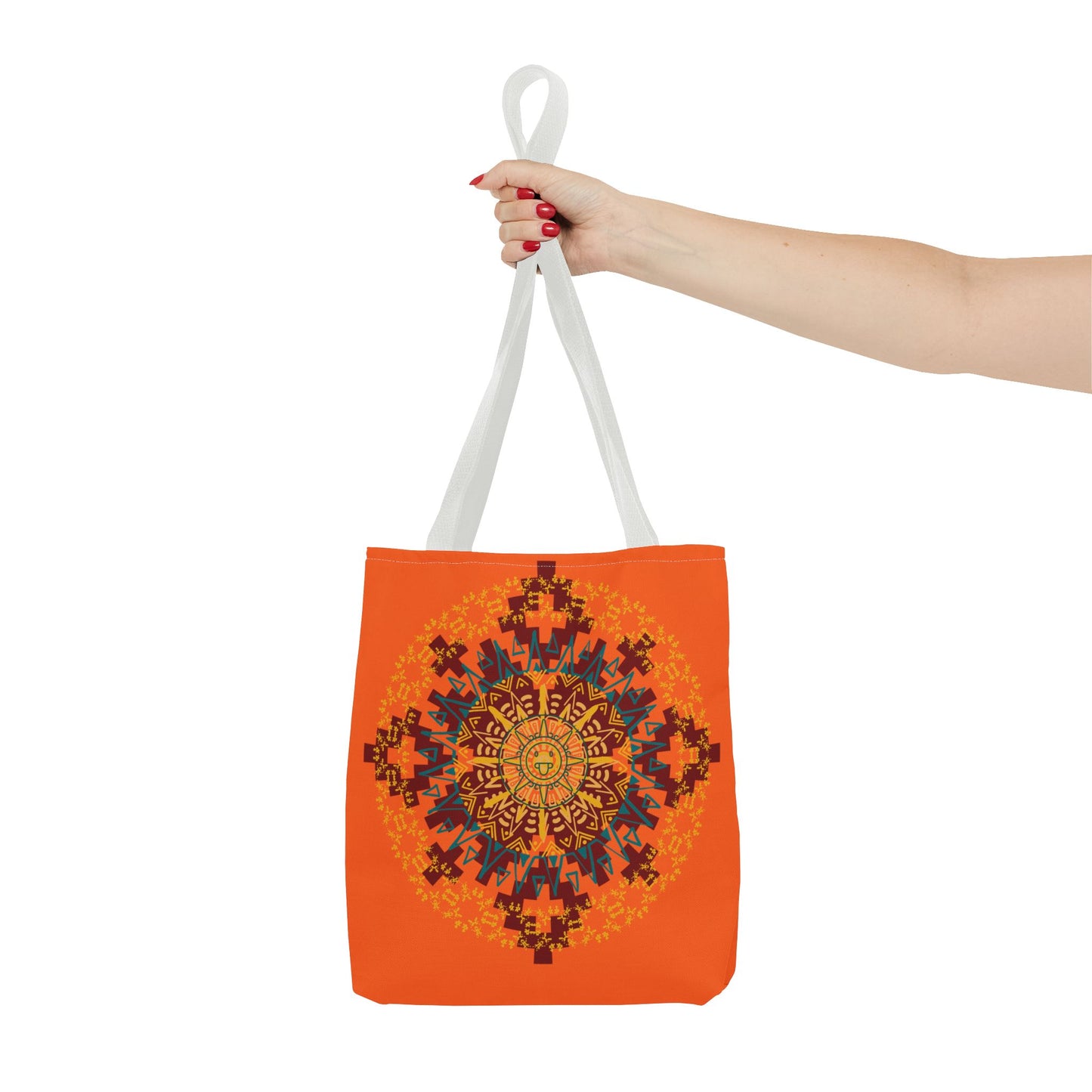 Vibrant Aztec/Mayan Calendar Inspired Mandala Tote Bag | Eco-Friendly Shopping Bag, Beach Bag, Gift for Her, Boho Style, Art Print Bag