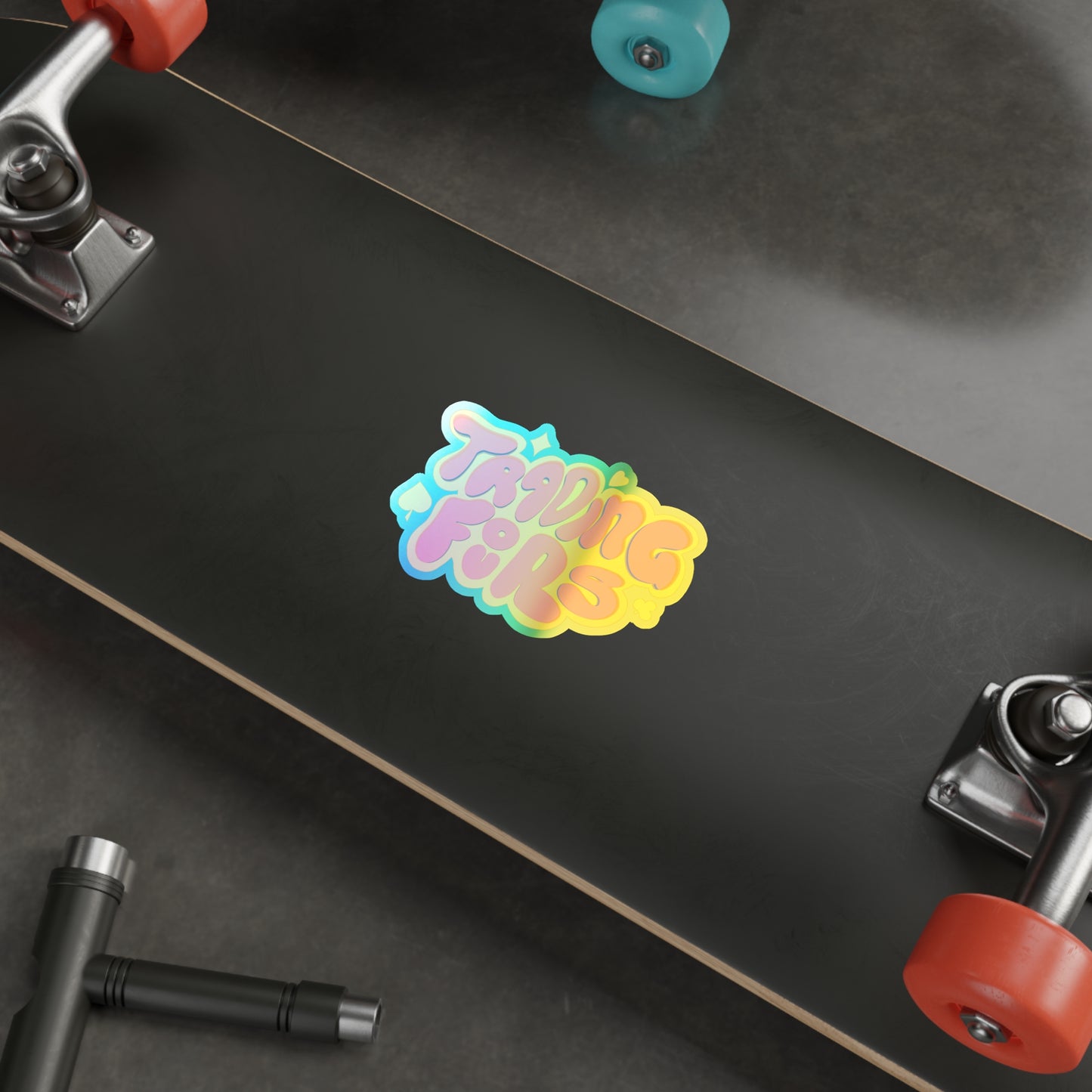 Trading Fours Band Logo 1Holographic Trading Stickers - Fun & Colorful Die-Cut Decals for Laptops, Water Bottles, Skateboards, Parties, Gifts