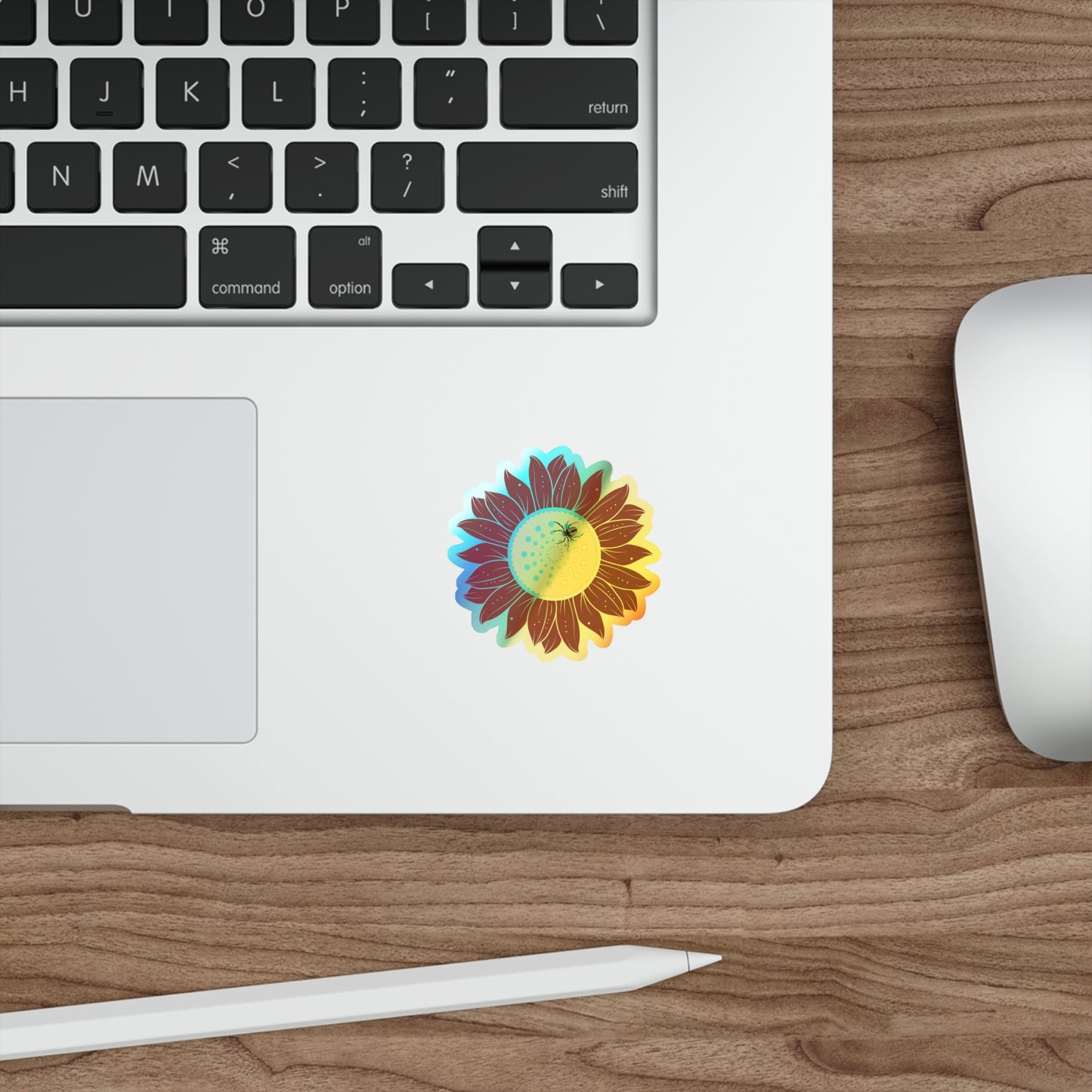 Sunflower Vibrant Holographic Floral Die-Cut Stickers, Fun Decor for Laptops, Skateboards, Gifts, Journals, Scrapbooking