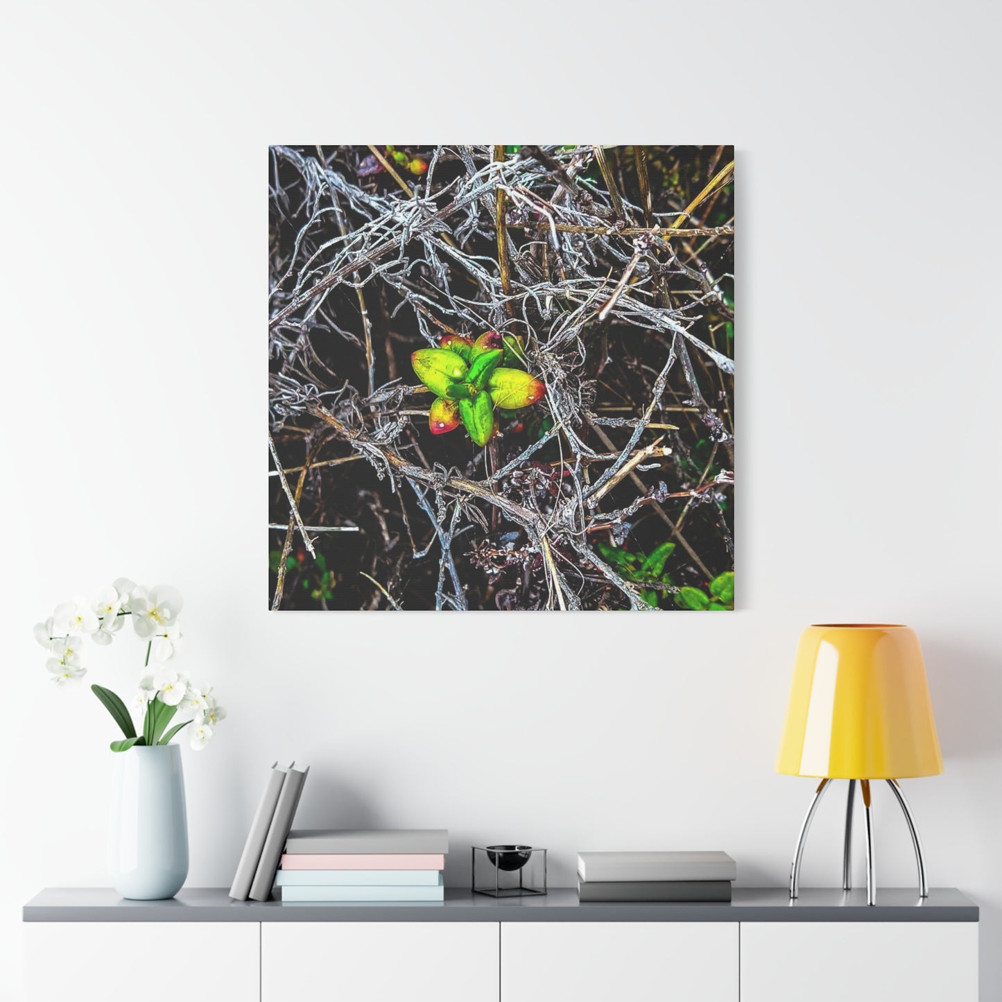 Vibrant Nature Art Canvas, Green Buds Home Decor, Botanical Wall Art, Gift for Plant Lovers, Modern Interior Decor