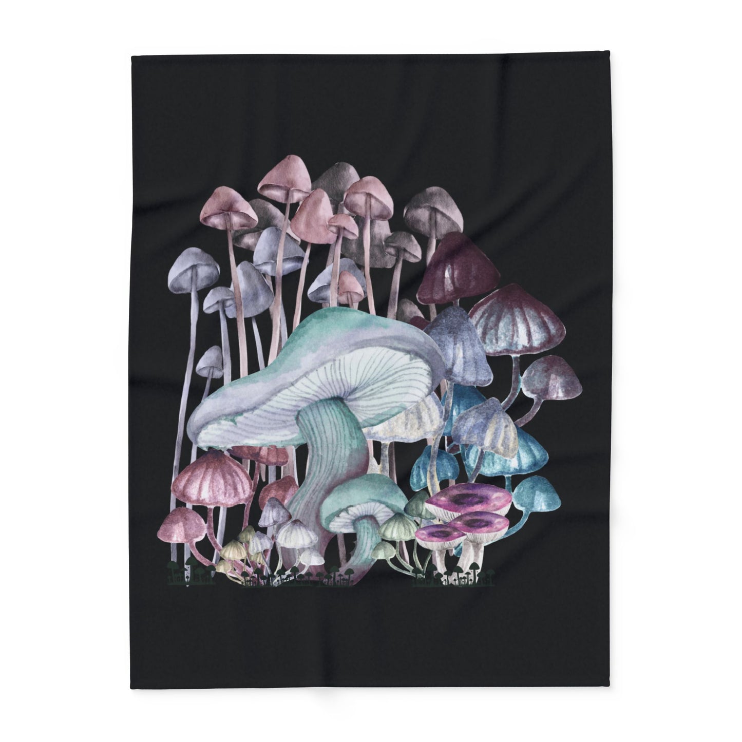 Mushroom Art Fleece Blanket, Cozy Home Decor, Gift for Nature Lovers, Boho Living Room Throw, Unique Wall Hanging