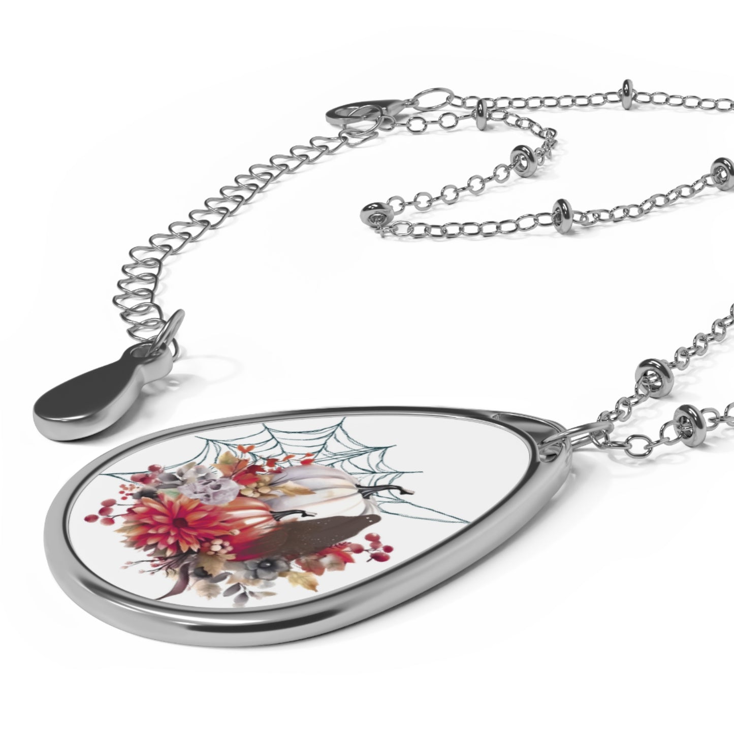 Gothic Oval Necklace with Spider Web Design, Elegant Jewelry Gift, Halloween Accessory, Unique Pendant for Occasions