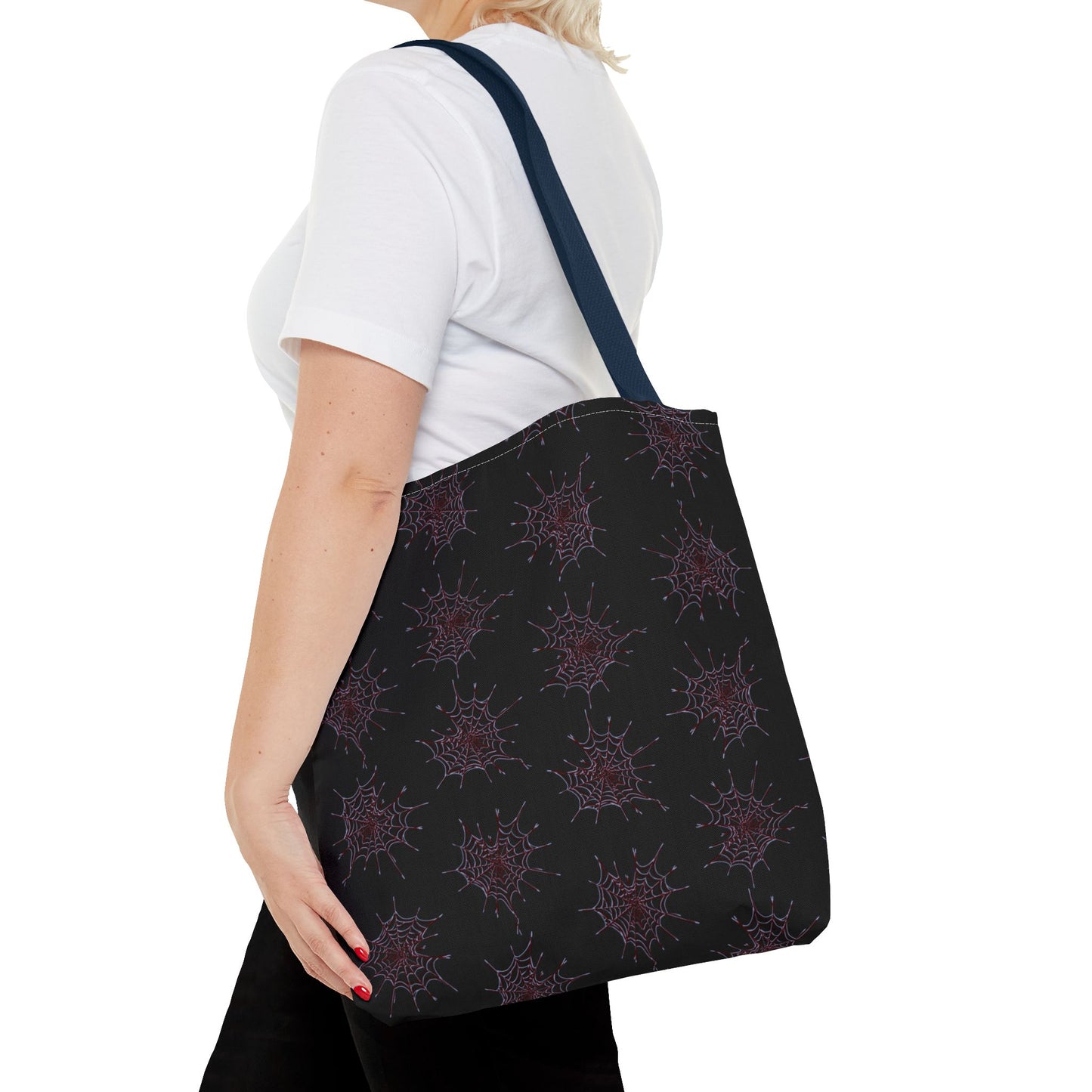 Chic Black and red Heart Web Tote Bag, Stylish Grocery Bag, Eco-Friendly Shopping Tote, Gift Bag for Her, Casual Beach Bag