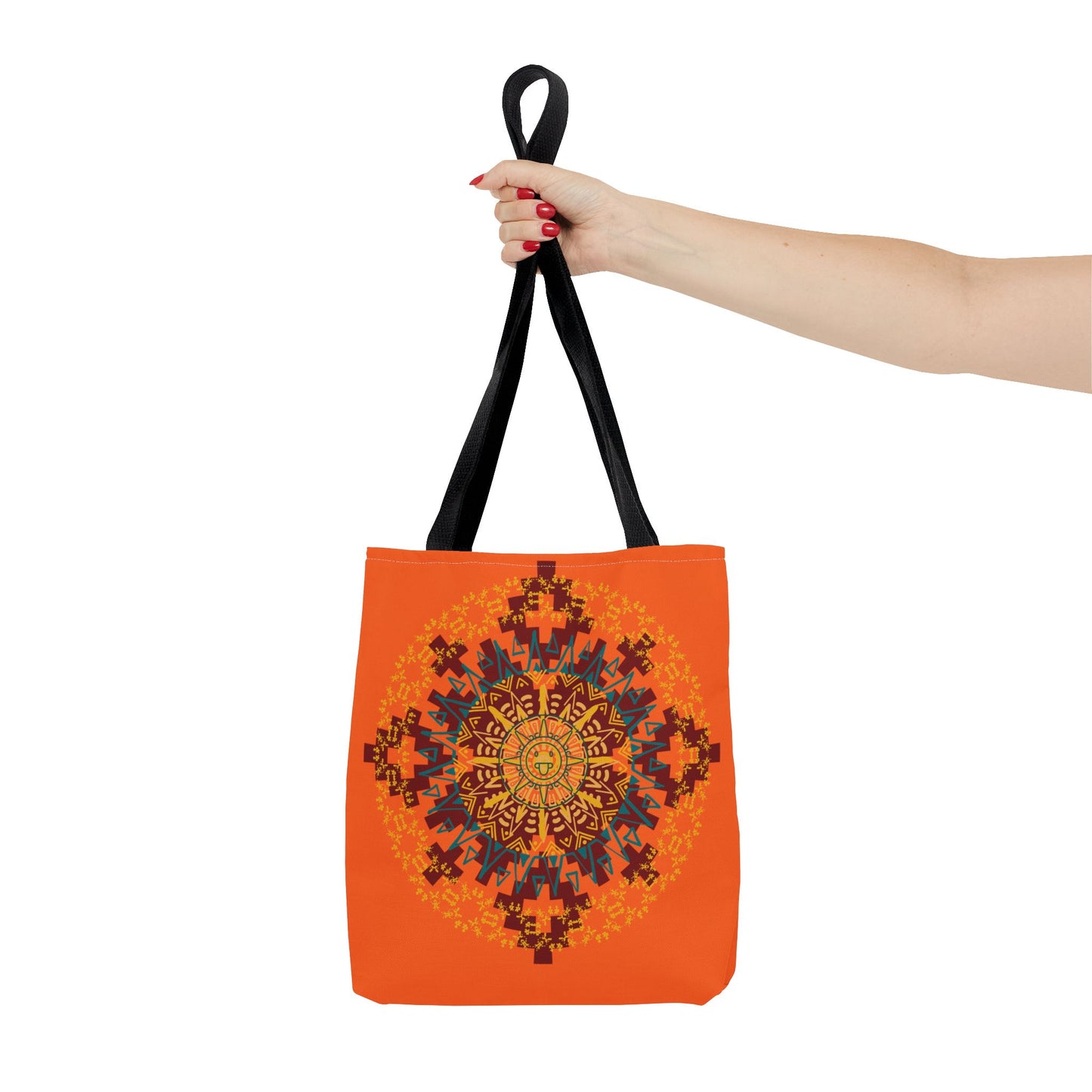 Vibrant Aztec/Mayan Calendar Inspired Mandala Tote Bag | Eco-Friendly Shopping Bag, Beach Bag, Gift for Her, Boho Style, Art Print Bag