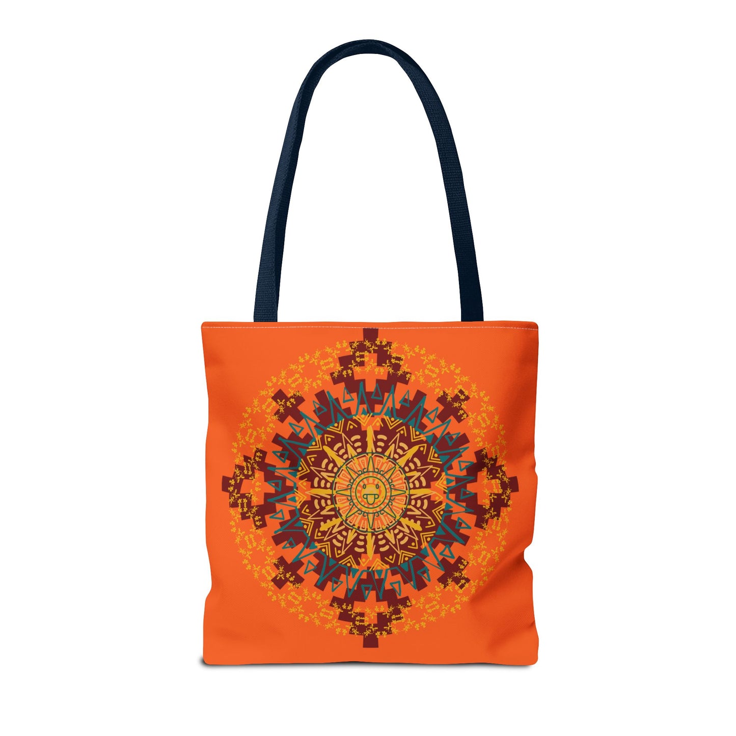 Vibrant Aztec/Mayan Calendar Inspired Mandala Tote Bag | Eco-Friendly Shopping Bag, Beach Bag, Gift for Her, Boho Style, Art Print Bag