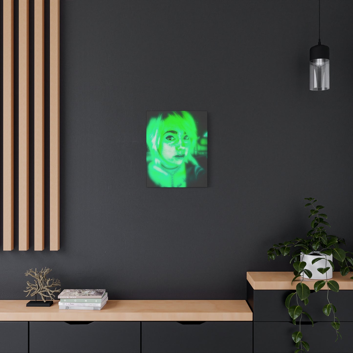 Canvas Wall Art, Unique Decor for Home, Personalized Gift, Funky Aesthetic, Green Vibe Art