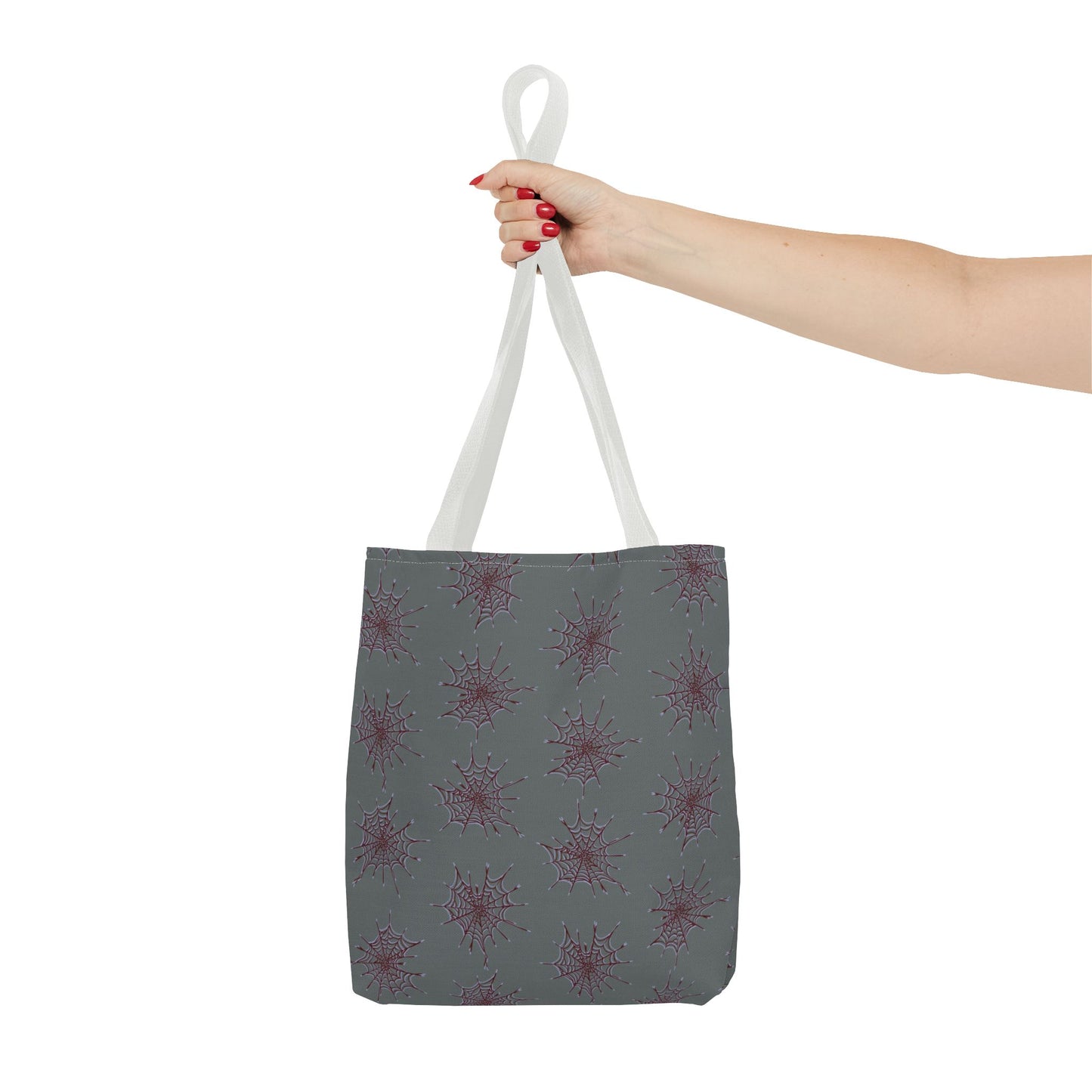 Chic Dark Grey and red Heart Web Tote Bag, Stylish Grocery Bag, Eco-Friendly Shopping Tote, Gift Bag for Her, Casual Beach Bag