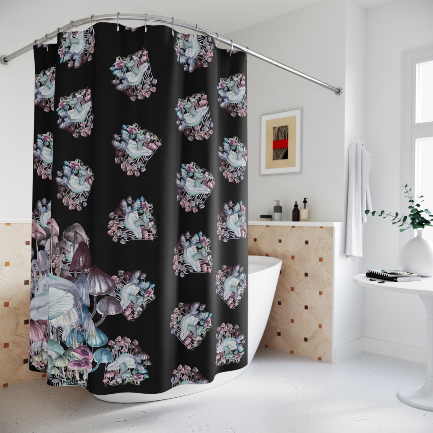 Whimsical Mushroom Shower Curtain, Boho Bathroom Decor, Fungi Themed Gift, Spa Inspiration, Fantasy Home Design
