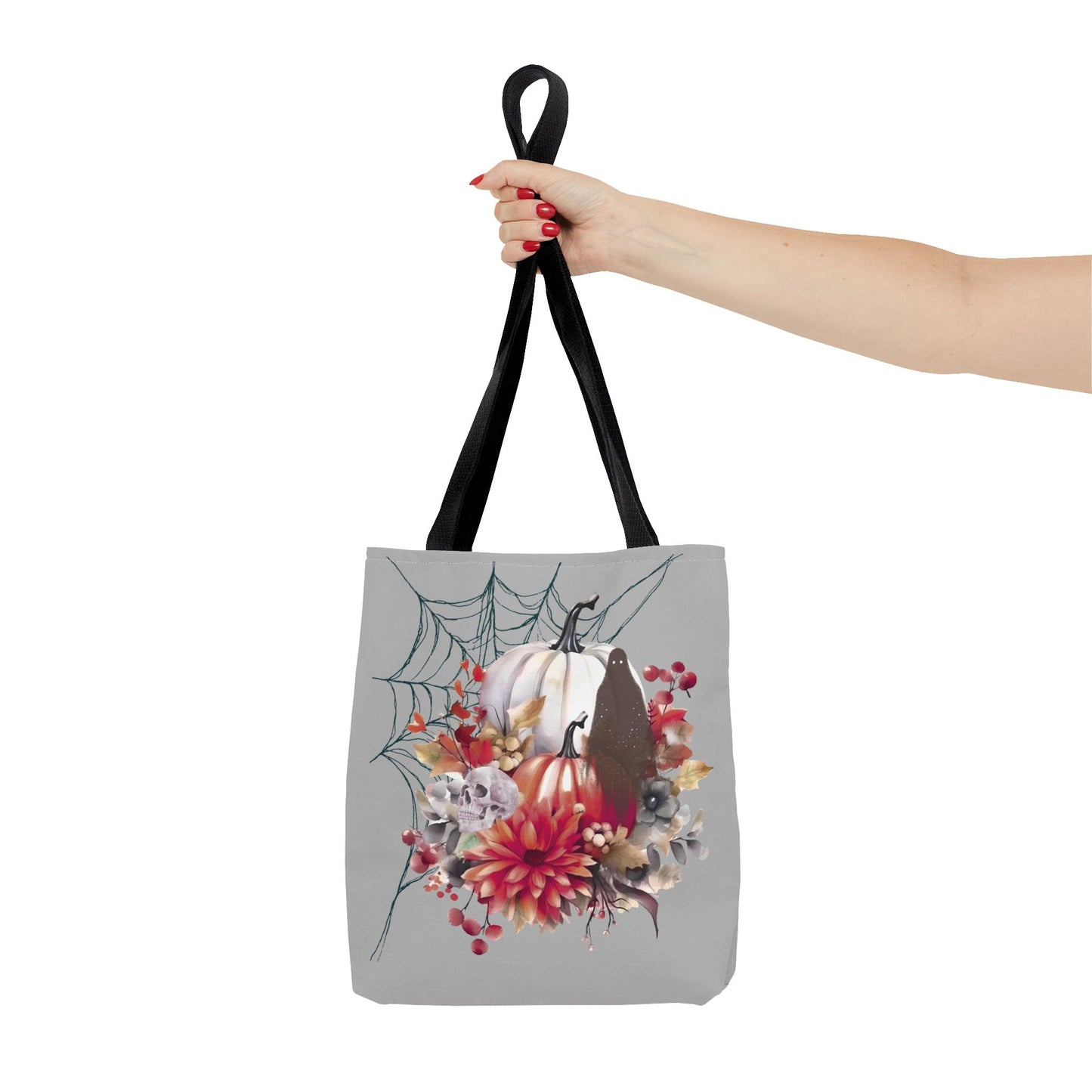 Halloween Floral Tote Bag | Spooky Fall Accessories, Trick or Treat Bag, Book Tote, Autumn Gift, Eco-Friendly Tote