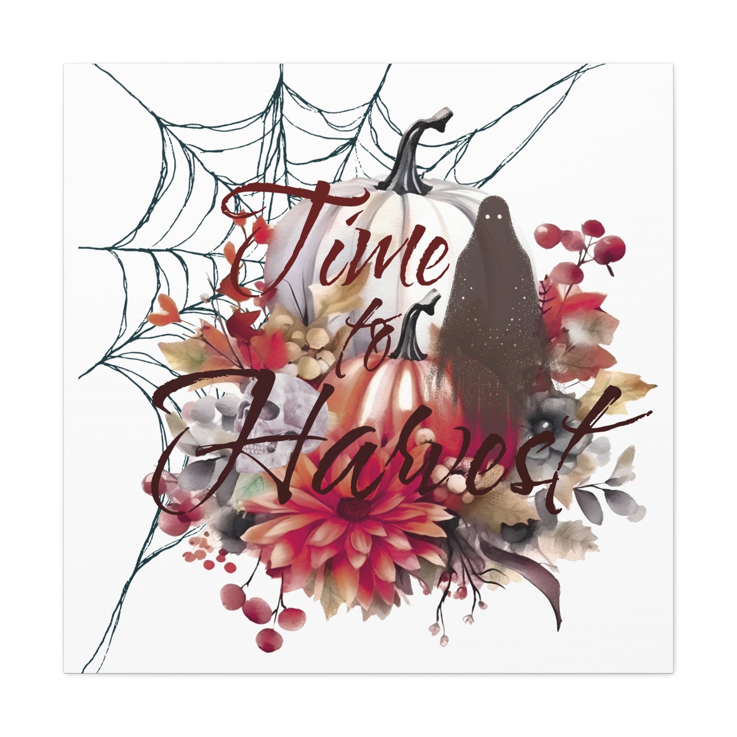 Autumn Wall Art, Halloween Canvas, Seasonal Decor, Fall Home Decor, Time for Harvest Print, Cozy Living Room Accent