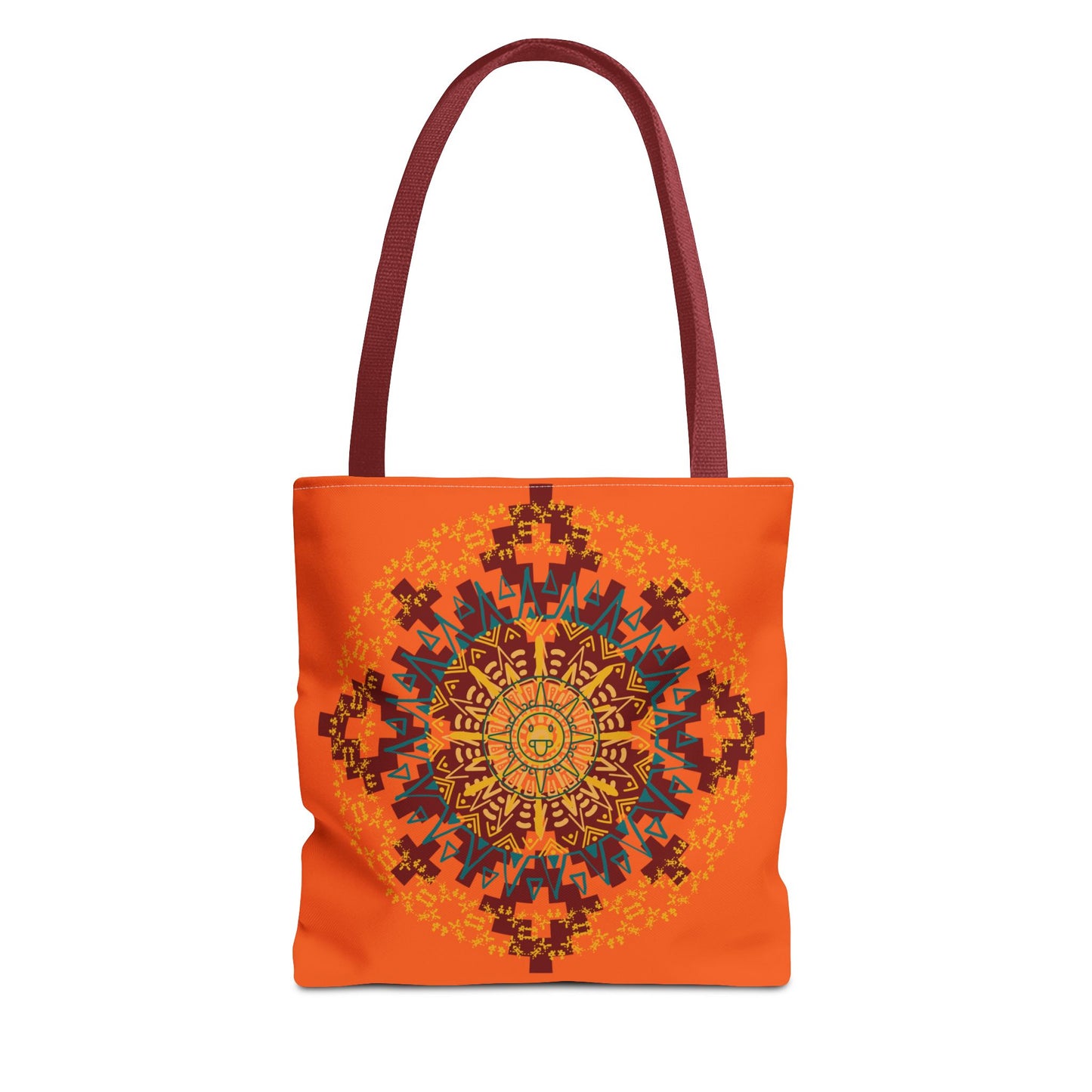 Vibrant Aztec/Mayan Calendar Inspired Mandala Tote Bag | Eco-Friendly Shopping Bag, Beach Bag, Gift for Her, Boho Style, Art Print Bag