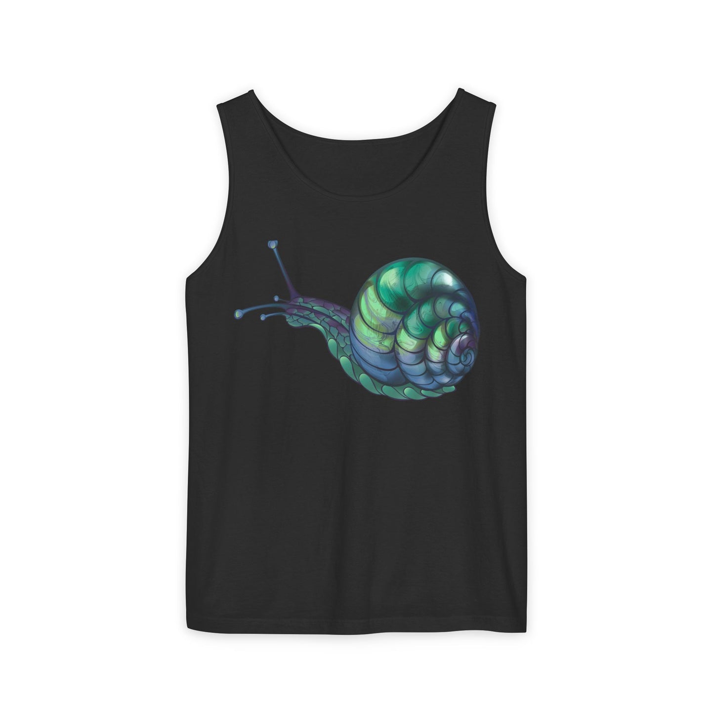 Snail Art Unisex Tank Top, Trendy Graphic Tee, Summer Fashion, Eco-Friendly Apparel, Beachwear, Gift for Nature Lovers