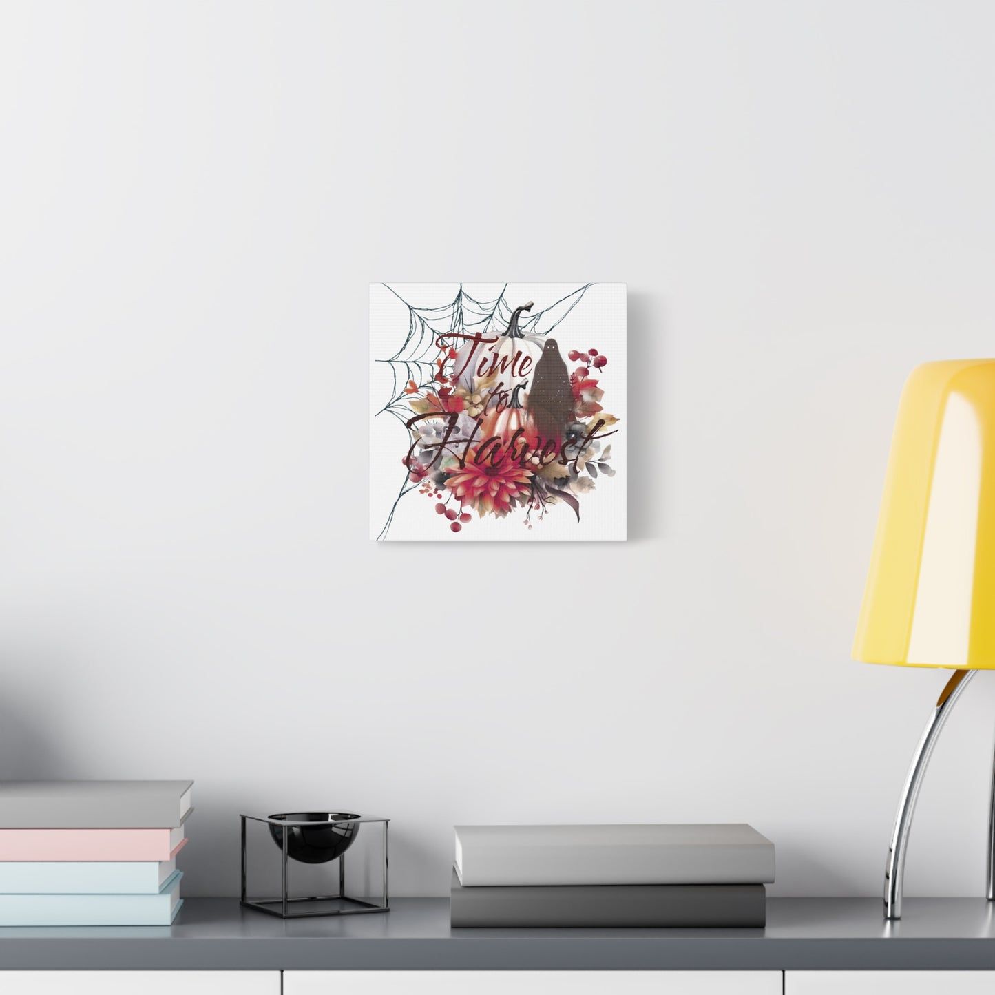 Autumn Wall Art, Halloween Canvas, Seasonal Decor, Fall Home Decor, Time for Harvest Print, Cozy Living Room Accent