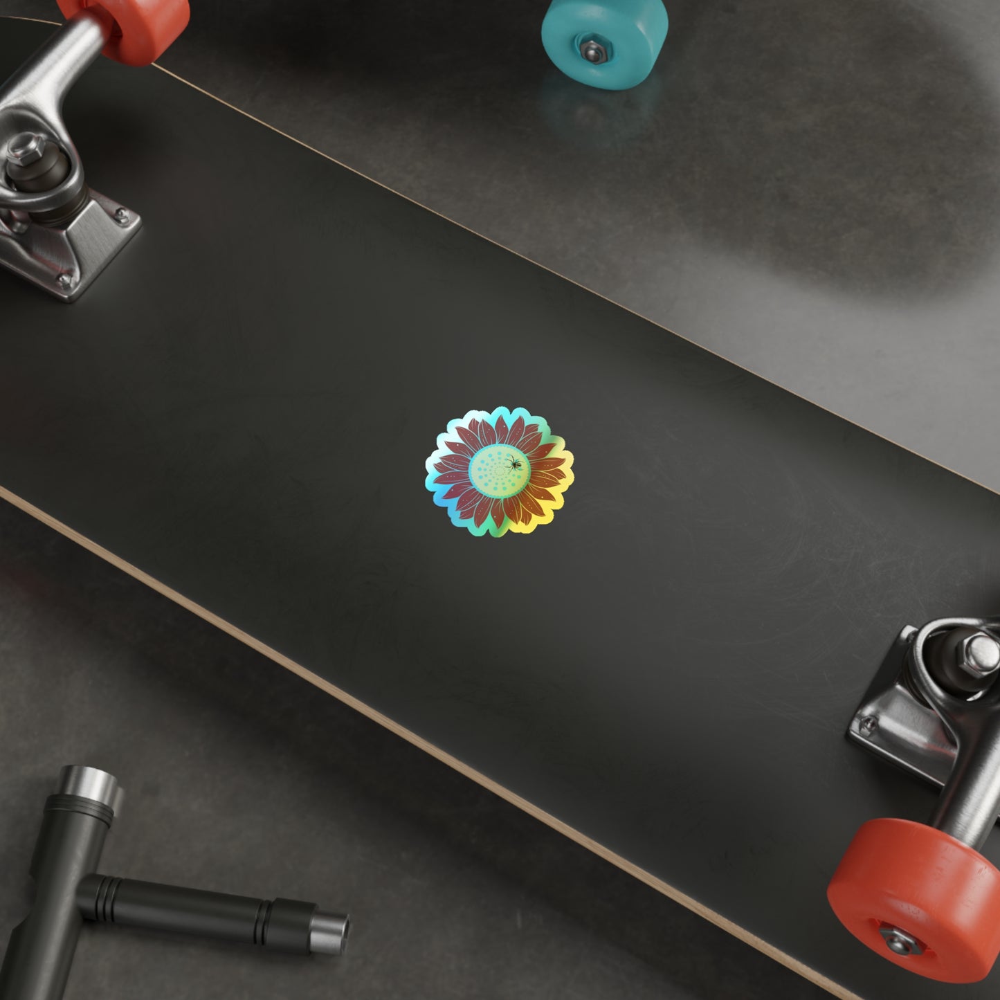 Sunflower Vibrant Holographic Floral Die-Cut Stickers, Fun Decor for Laptops, Skateboards, Gifts, Journals, Scrapbooking