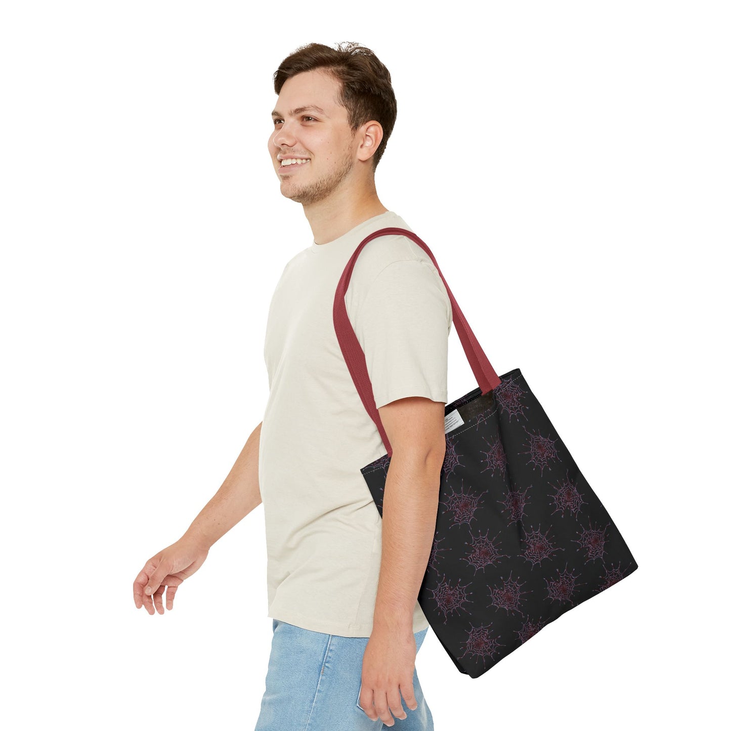 Chic Black and red Heart Web Tote Bag, Stylish Grocery Bag, Eco-Friendly Shopping Tote, Gift Bag for Her, Casual Beach Bag