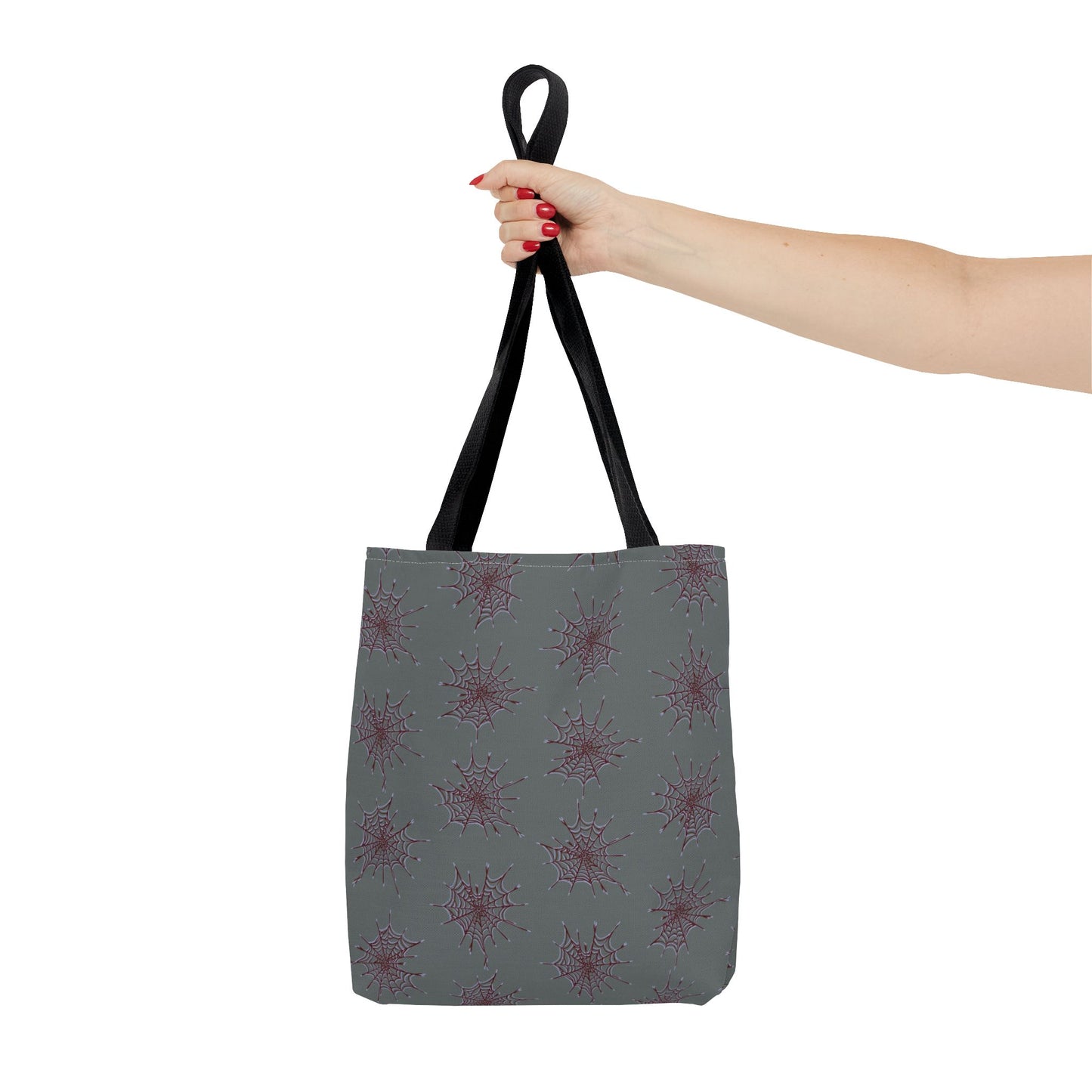 Chic Dark Grey and red Heart Web Tote Bag, Stylish Grocery Bag, Eco-Friendly Shopping Tote, Gift Bag for Her, Casual Beach Bag