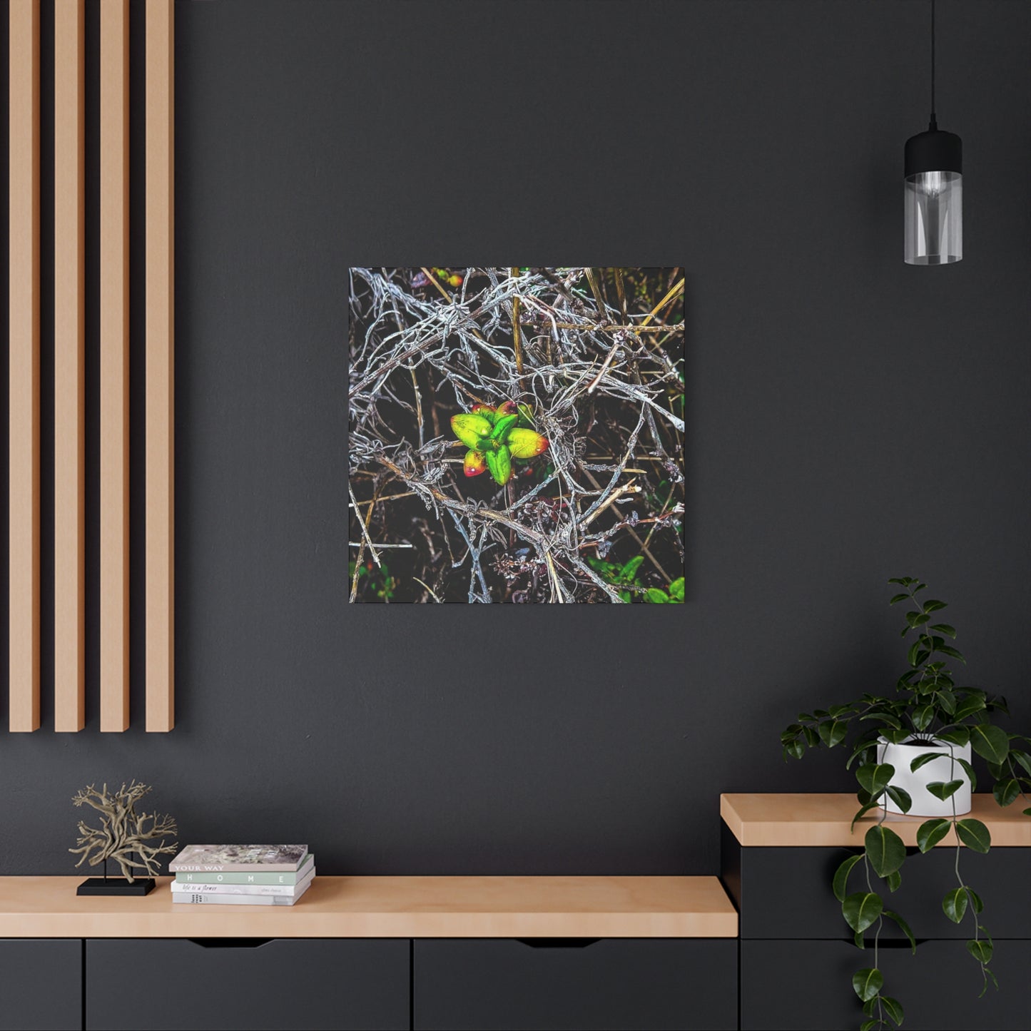 Vibrant Nature Art Canvas, Green Buds Home Decor, Botanical Wall Art, Gift for Plant Lovers, Modern Interior Decor