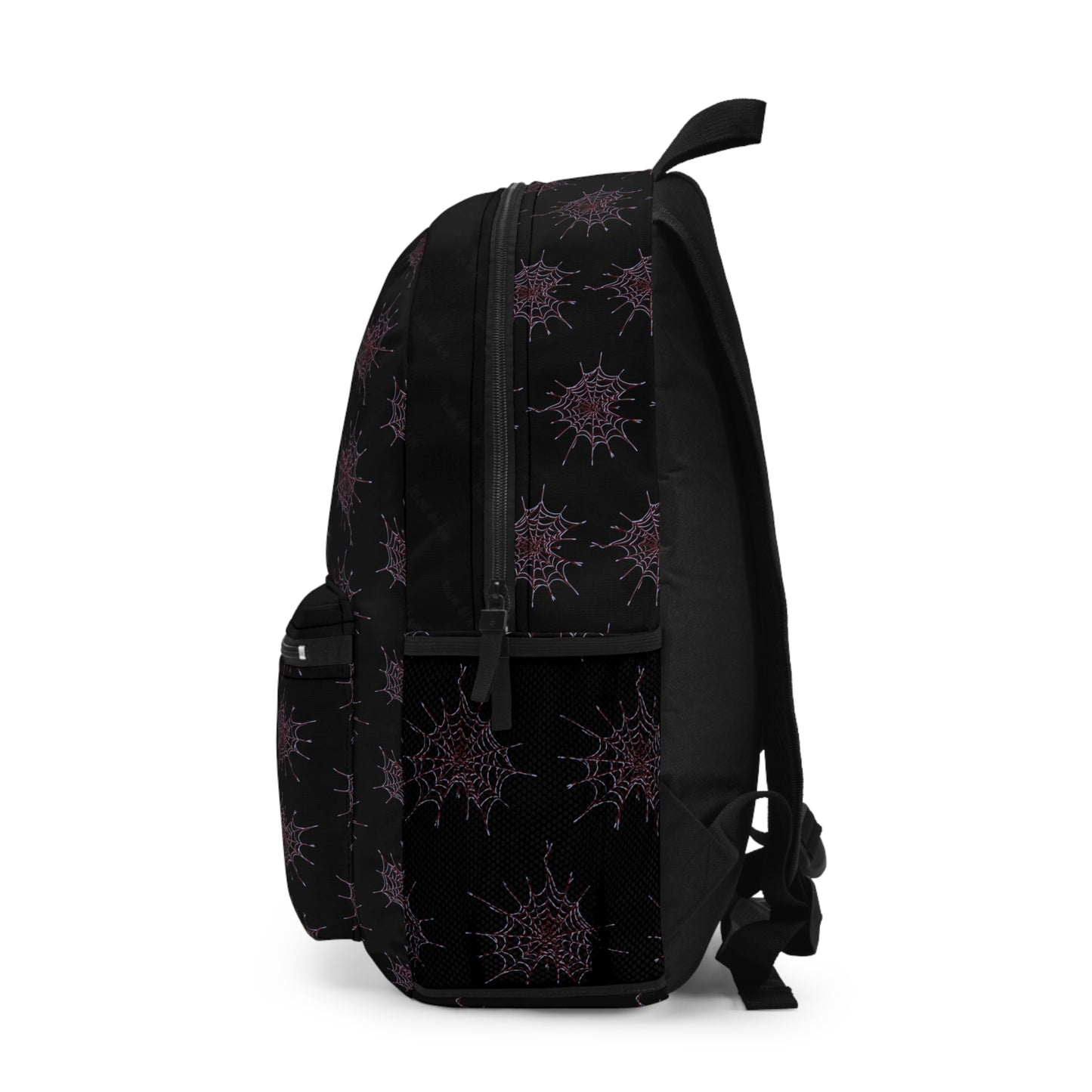 Black and red Heart Web Backpack for Students, Stylish School Bag, Art Tote, Unique Gift for Teens, Boho Travel Accessory