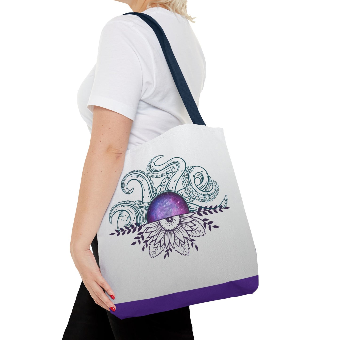Whimsical Octopus Floral Tote Bag, Beach Bag, Grocery Tote, Eco-Friendly Bag, Gift for Ocean Lovers, Unique Art Carryall