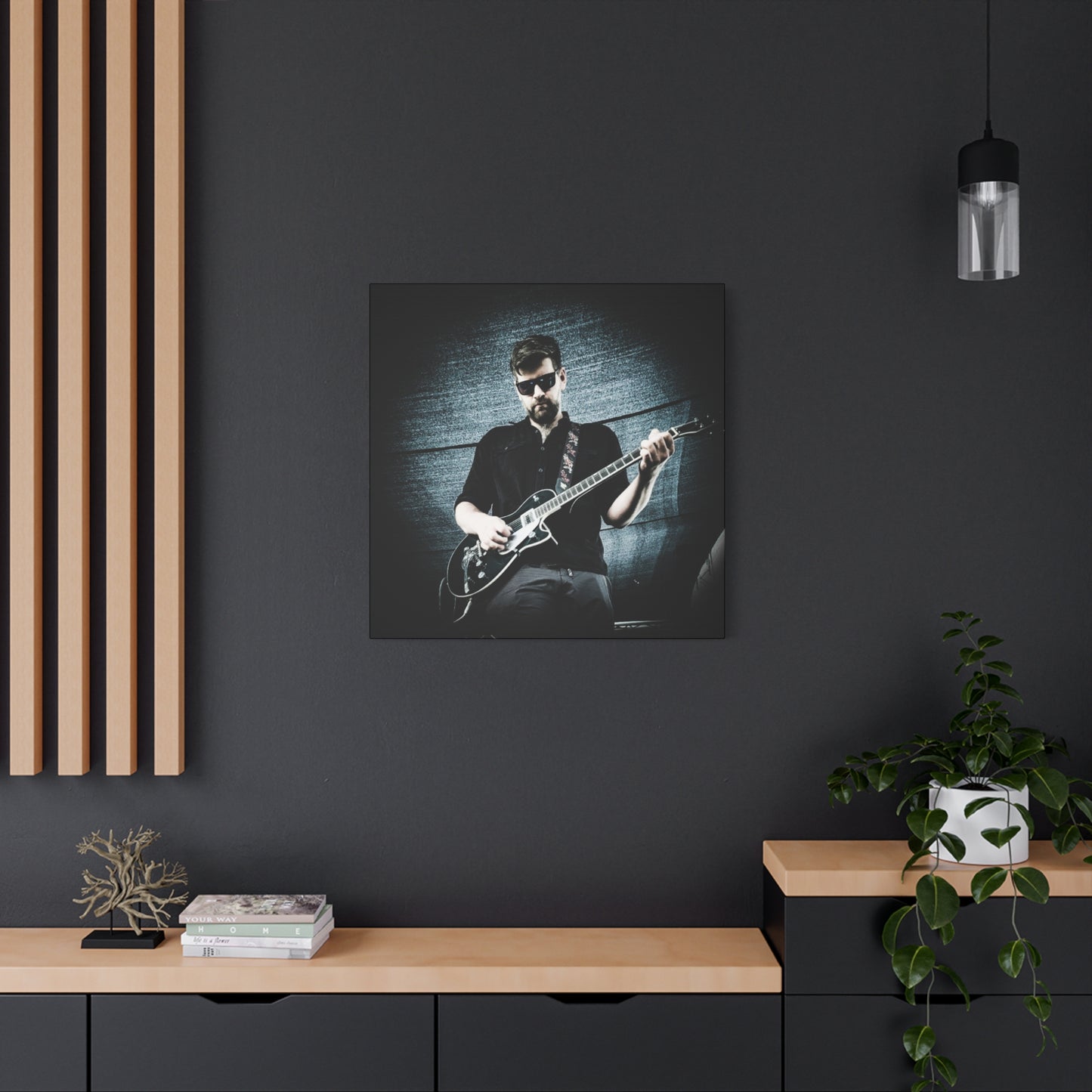 Rock Music Canvas Wall Art, Guitarist Decor, Music Lover Gift, Stretched Matte Canvas, Album Cover Art, Home Decor