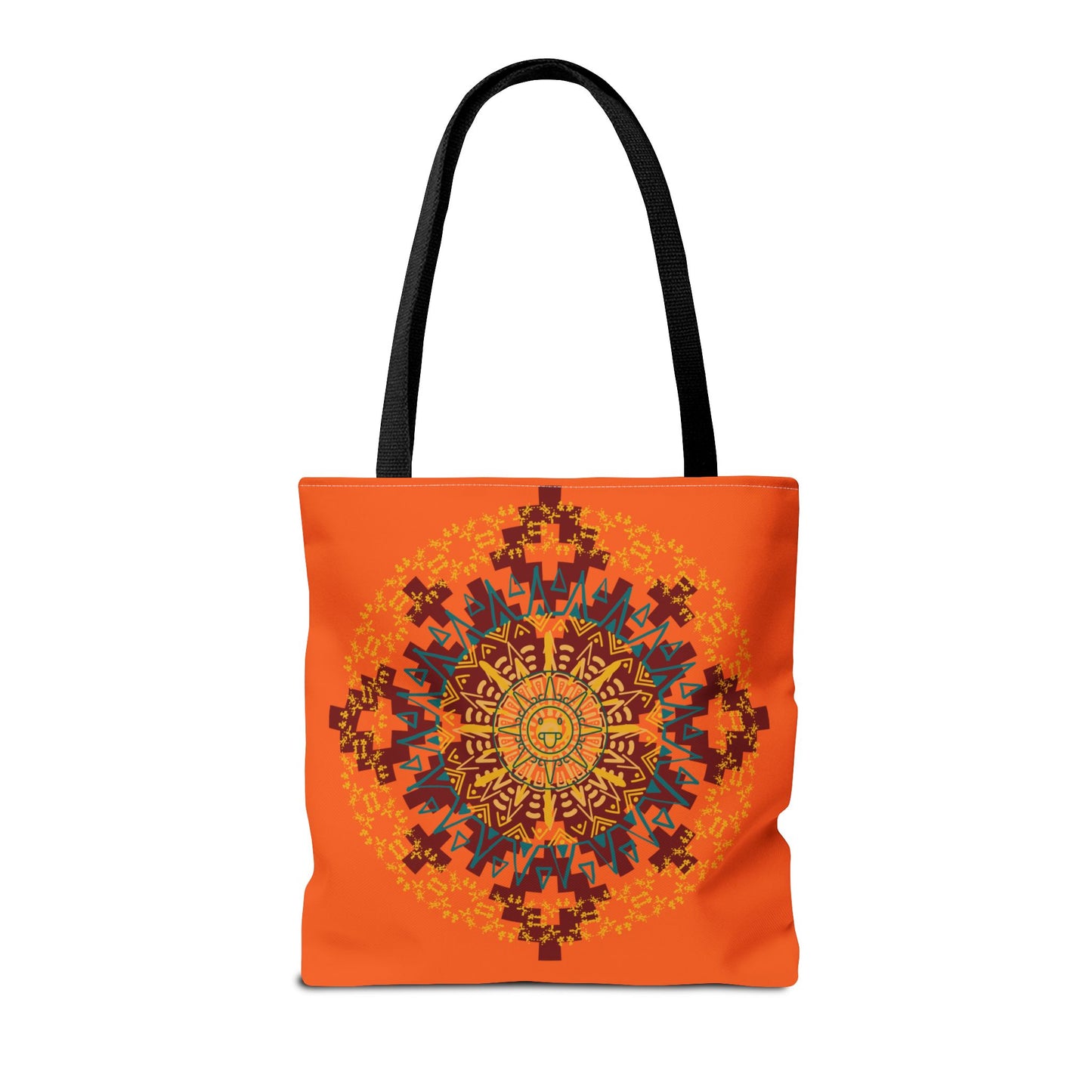 Vibrant Aztec/Mayan Calendar Inspired Mandala Tote Bag | Eco-Friendly Shopping Bag, Beach Bag, Gift for Her, Boho Style, Art Print Bag