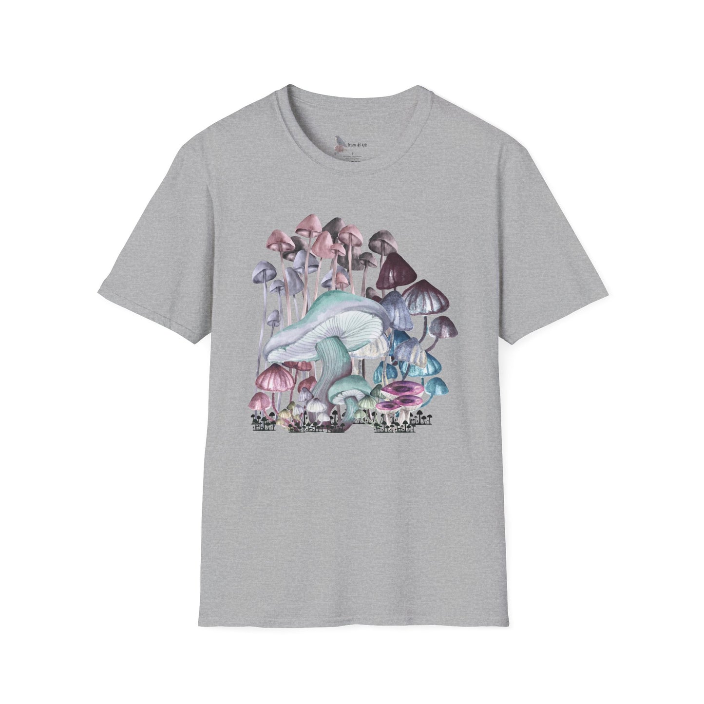 Mushroom Art Unisex T-Shirt - Softstyle Tee for Nature Lovers, Eco-Friendly Fashion, Gift for Friends, Boho Style, Music Festivals