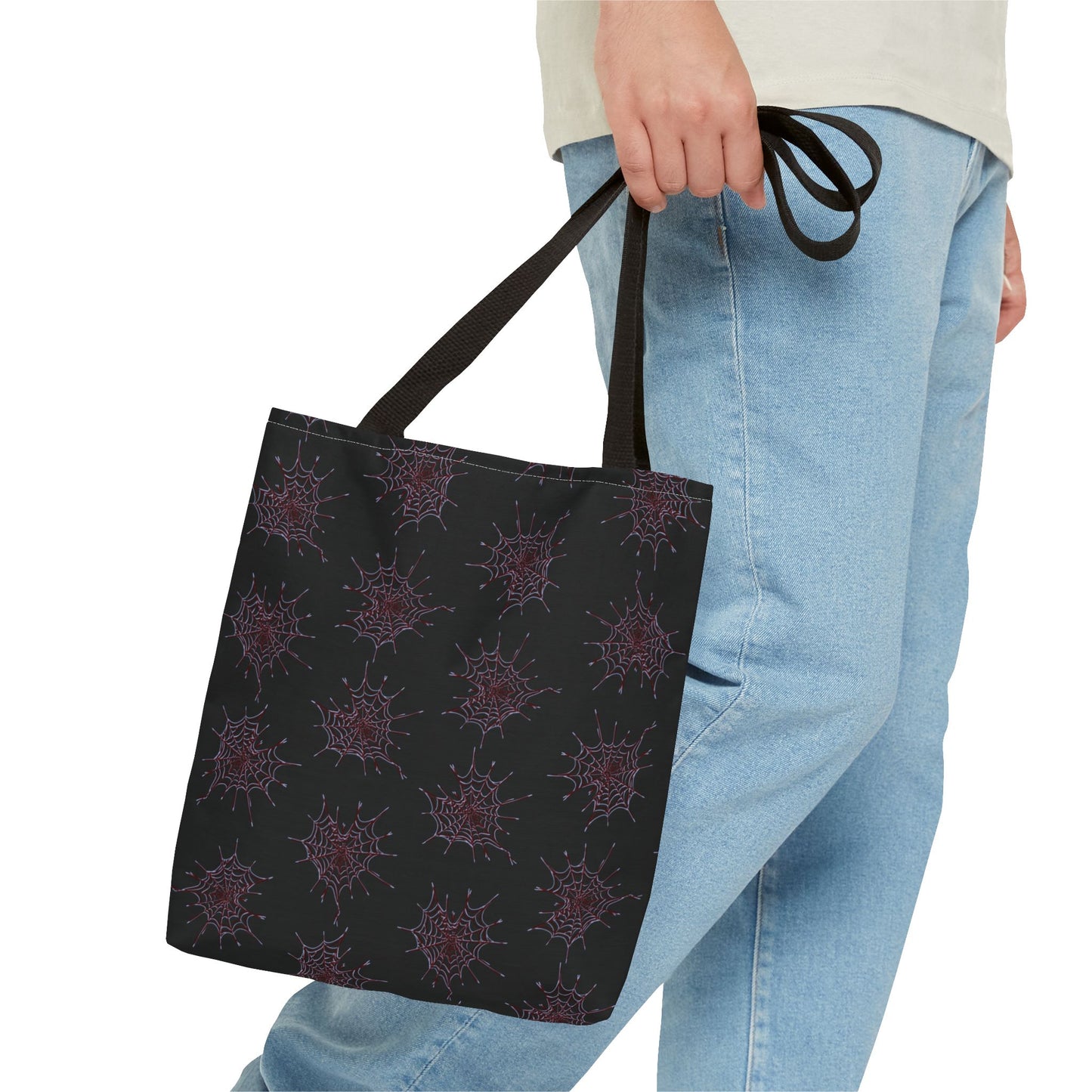 Chic Black and red Heart Web Tote Bag, Stylish Grocery Bag, Eco-Friendly Shopping Tote, Gift Bag for Her, Casual Beach Bag