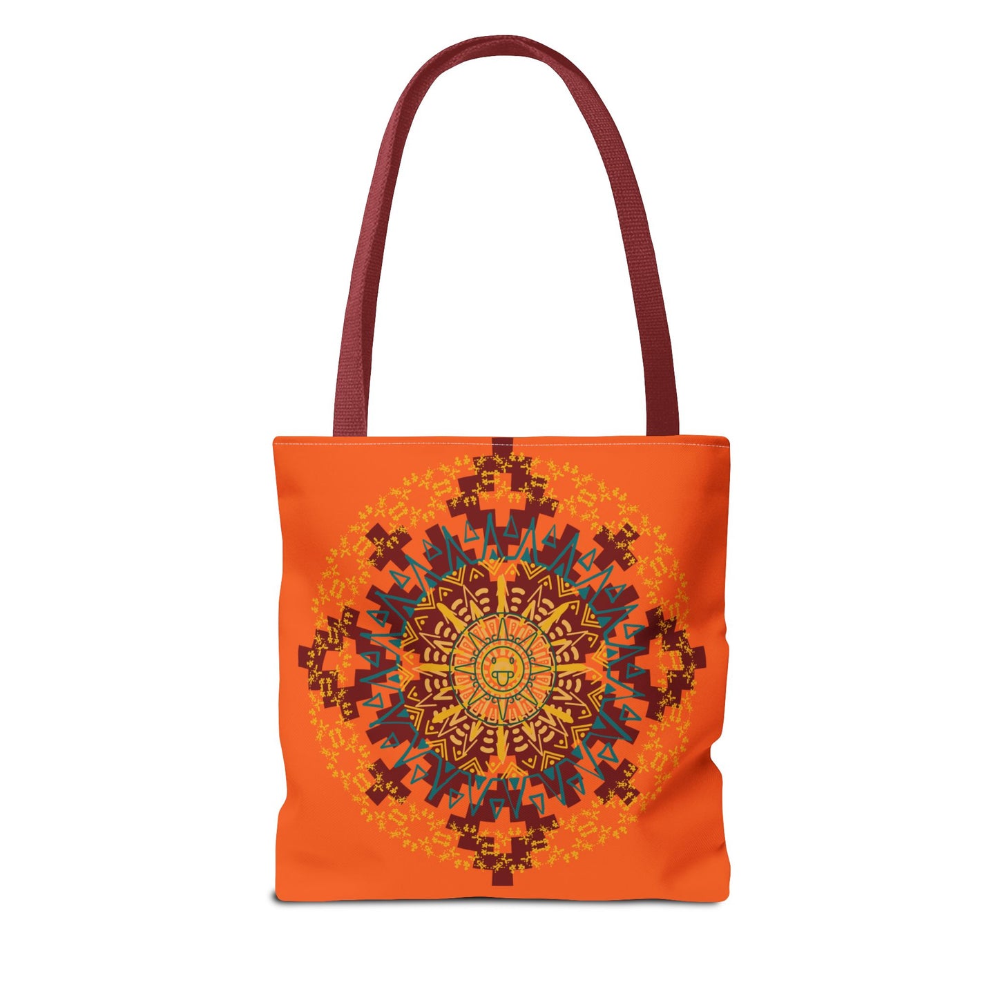 Vibrant Aztec/Mayan Calendar Inspired Mandala Tote Bag | Eco-Friendly Shopping Bag, Beach Bag, Gift for Her, Boho Style, Art Print Bag