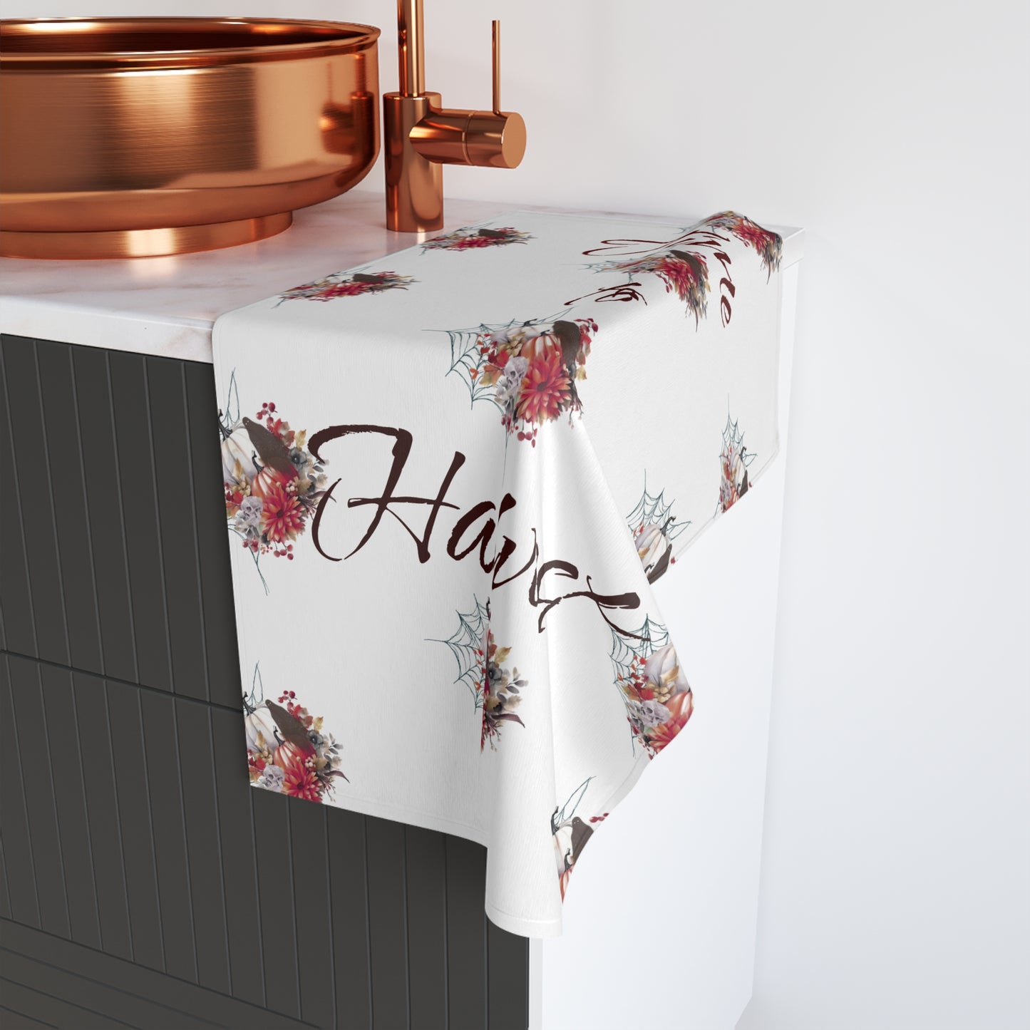 Autumn Harvest Hand Towel | Seasonal Kitchen Decor, Thanksgiving Gift, Floral Towel, Cozy Kitchen Accessory, Fall Home Decor