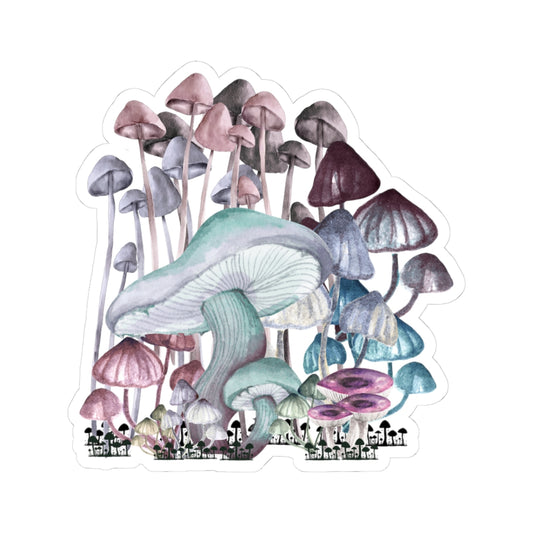 Whimsical Mushroom Kiss-Cut Stickers for Nature Lovers, Laptop Decor, Eco-Friendly Art, Gift for Friends