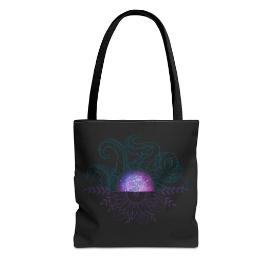 Cosmic Octopus Tote Bag - Celestial Sea Creature Design, Eco-Friendly Shopping, Beach Trip Bag, Gift for Ocean Lovers