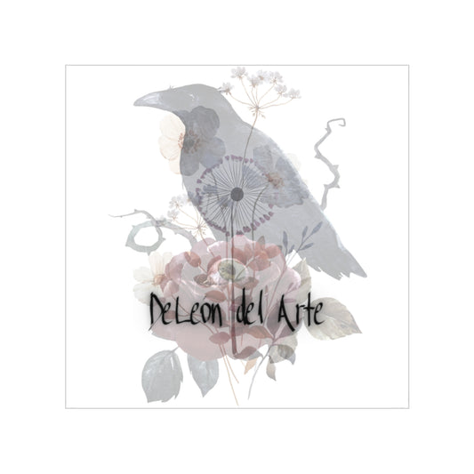 Transparent Outdoor Sticker, Floral Raven Art, 1pc, Ideal for Laptop, Water Bottle, Journals, Gift for Nature Lovers