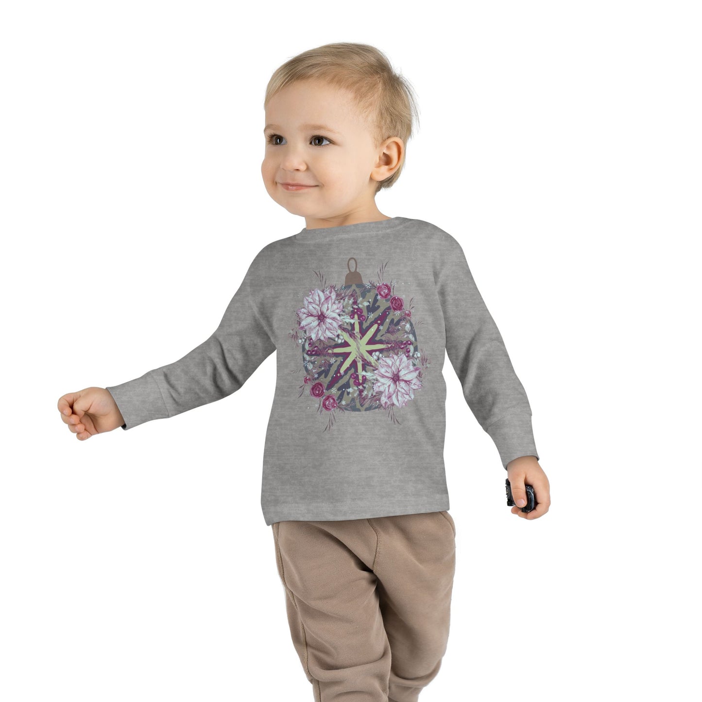Toddler Long Sleeve Tee — Floral Starburst Ornament Graphic