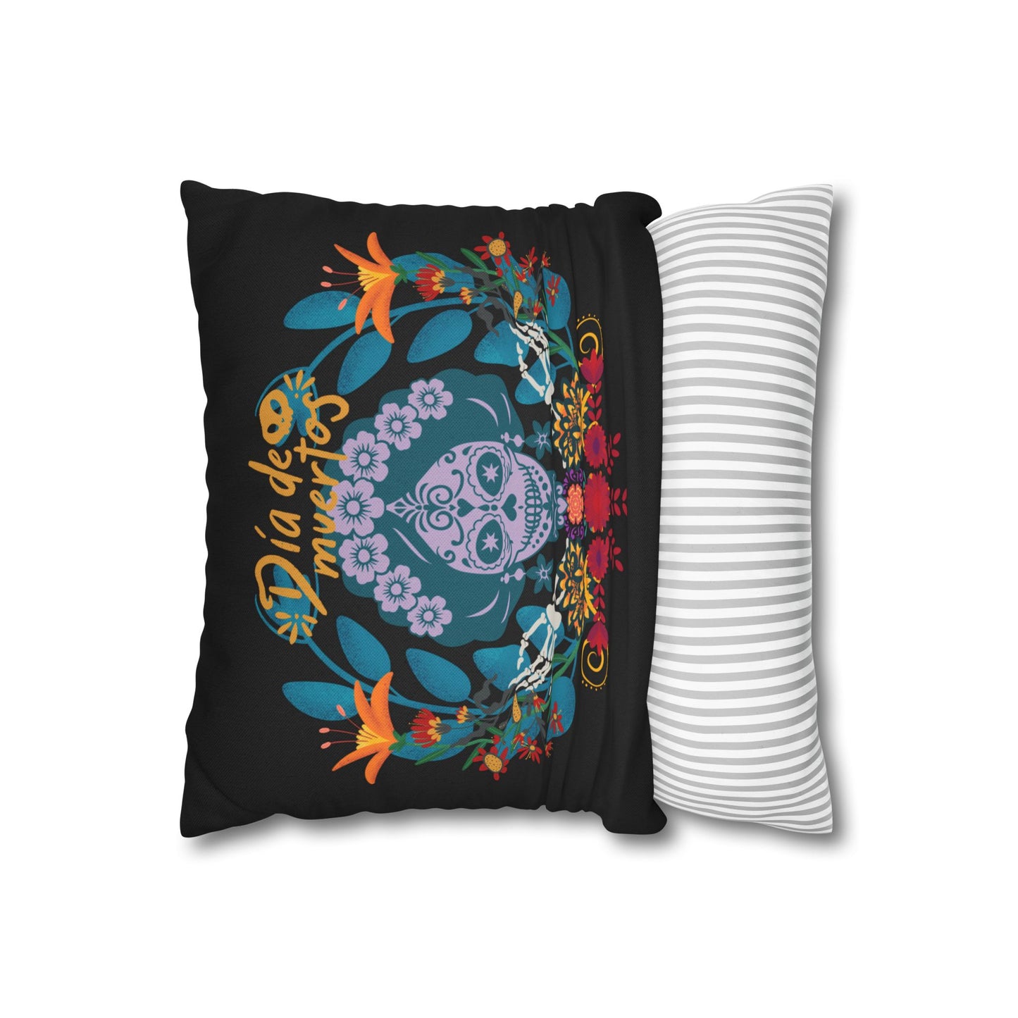 Day of the Dead Pillowcase, Decorative Cushion Cover, Halloween Decor, Mexican Celebration, Sugar Skull Bedding