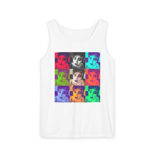 Vibrant Pop Art Tank Top, Unisex Garment-Dyed Sleeveless Tee, Fun Summer Essential, Beach Party Wear, Cool Gift Idea