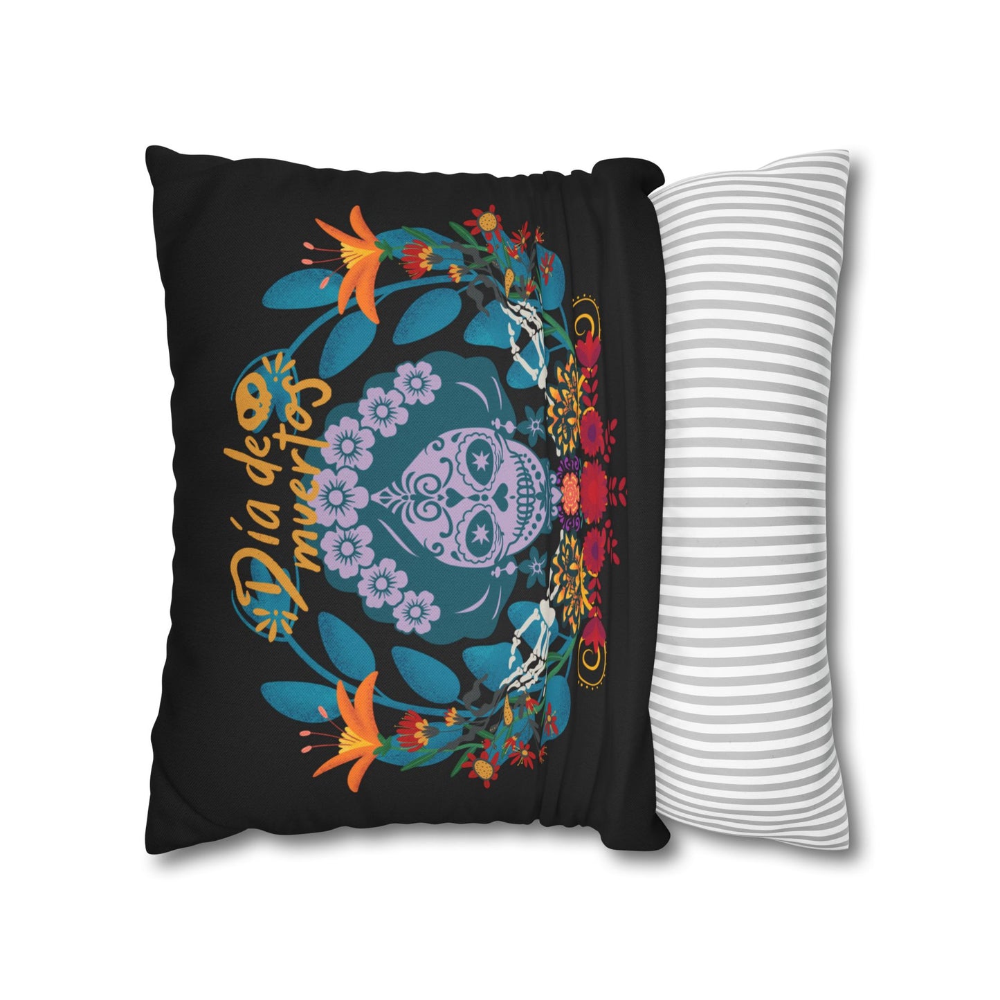 Day of the Dead Pillowcase, Decorative Cushion Cover, Halloween Decor, Mexican Celebration, Sugar Skull Bedding