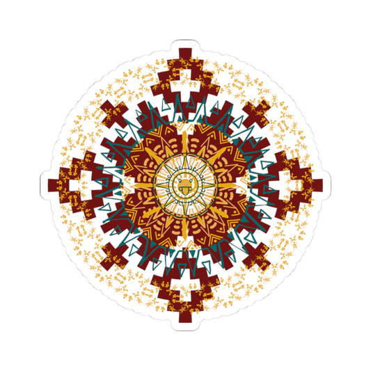 Colorful Aztec/Mayan calendar inspired Mandala Kiss-Cut Stickers for Inspiring Creativity, Laptop Decor, Boho Vibes, Journaling Supplies, Gift for Art Lovers