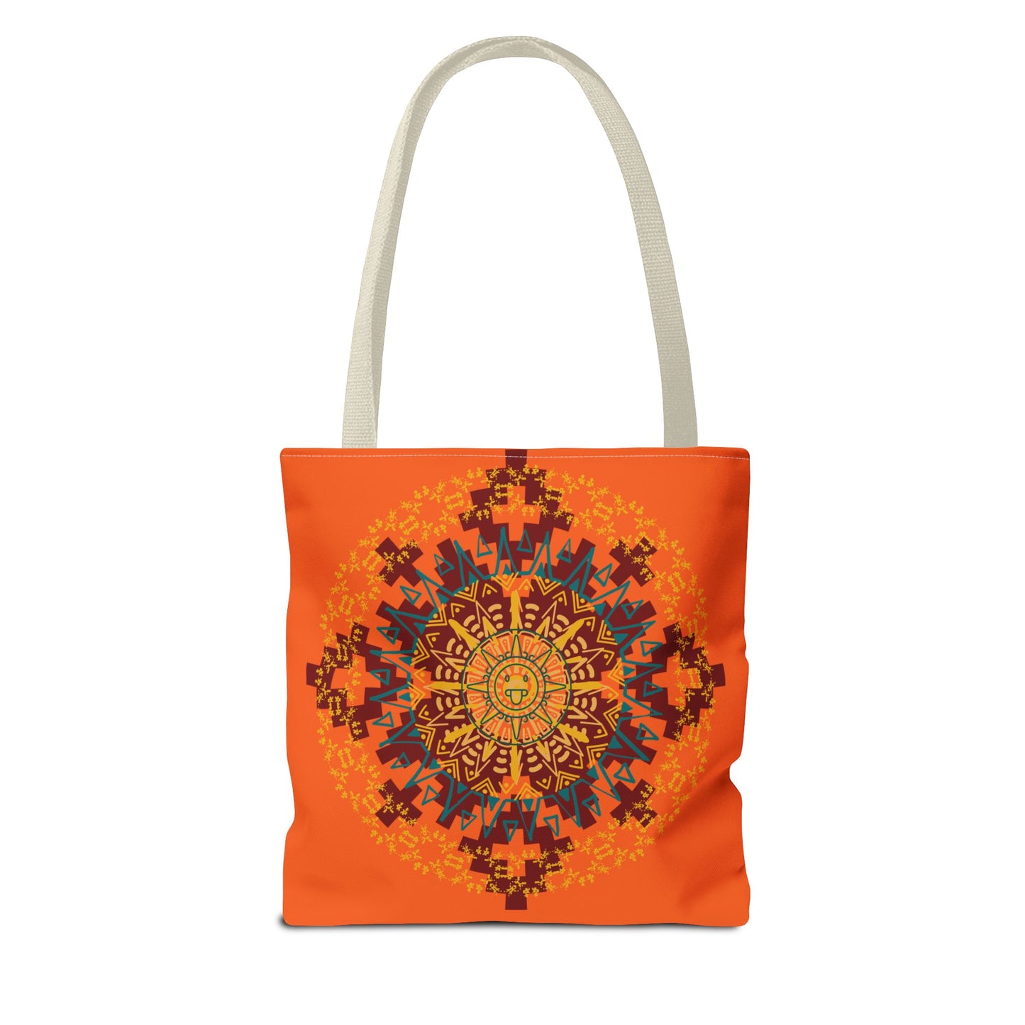 Vibrant Aztec/Mayan Calendar Inspired Mandala Tote Bag | Eco-Friendly Shopping Bag, Beach Bag, Gift for Her, Boho Style, Art Print Bag