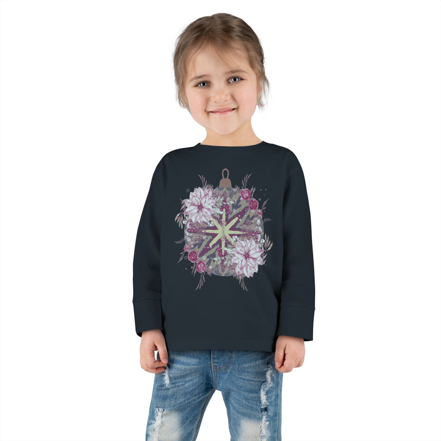Toddler Long Sleeve Tee — Floral Starburst Ornament Graphic