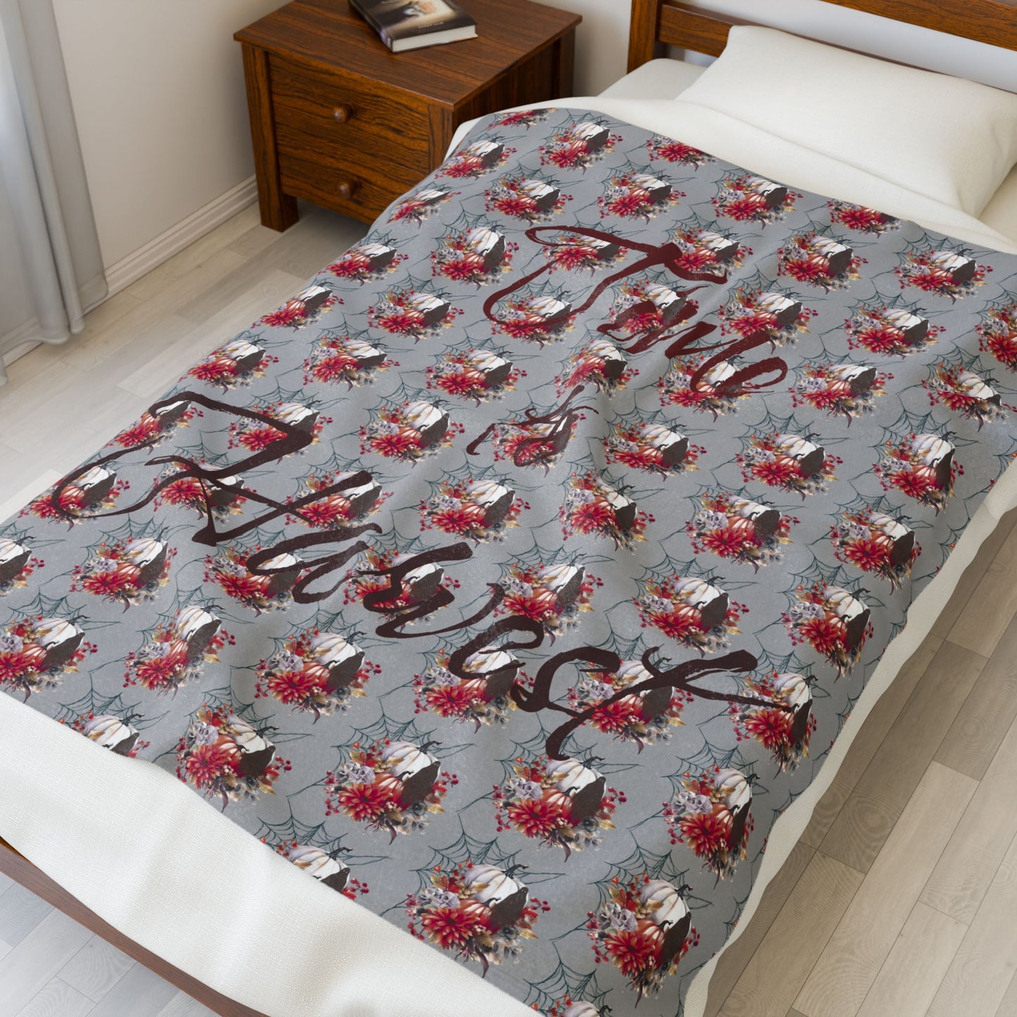 Harvest Floral Velveteen Plush Blanket | Cozy Fall Decor, Gift for Thanksgiving, Seasonal Home Accent, Soft Throw for All Occasions