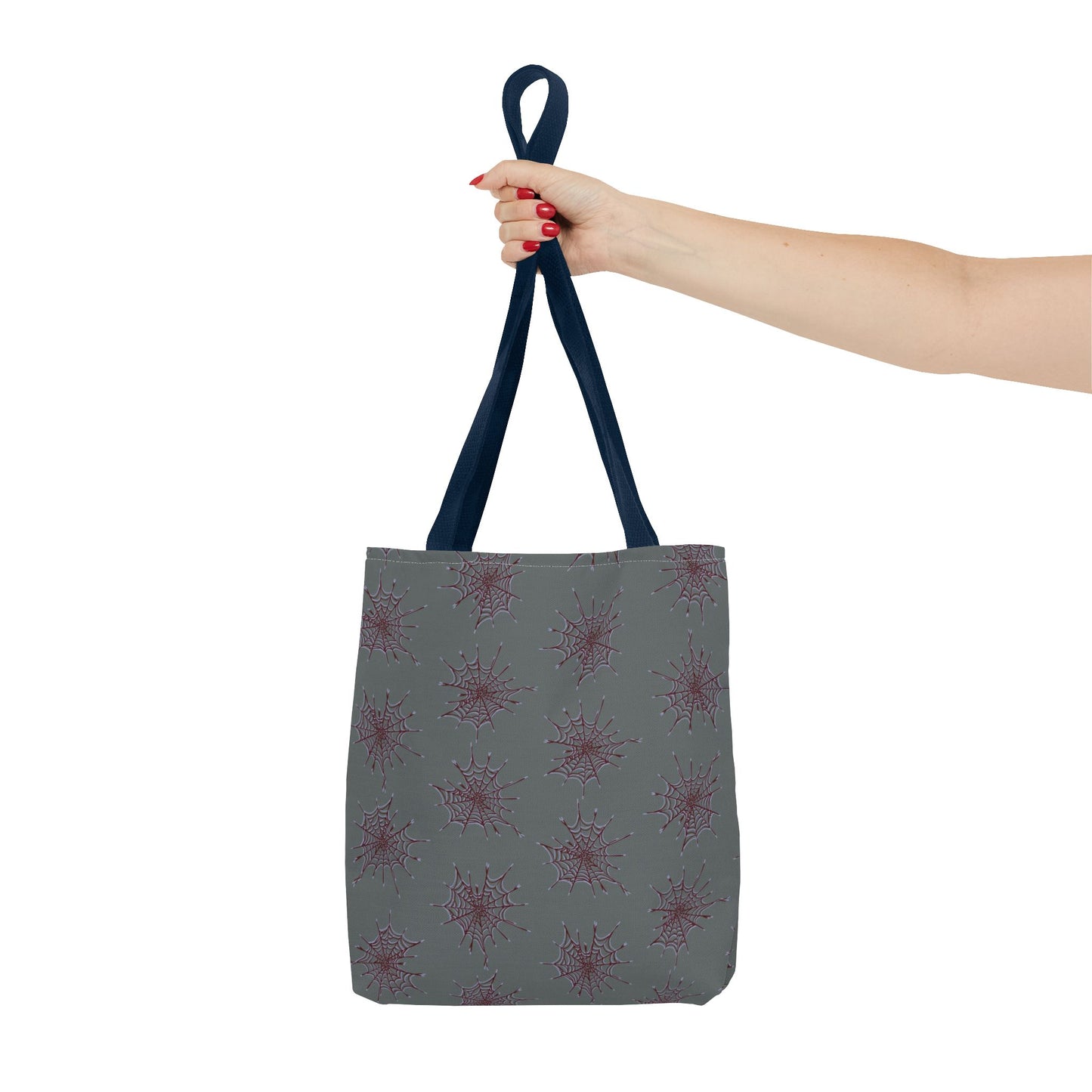 Chic Dark Grey and red Heart Web Tote Bag, Stylish Grocery Bag, Eco-Friendly Shopping Tote, Gift Bag for Her, Casual Beach Bag