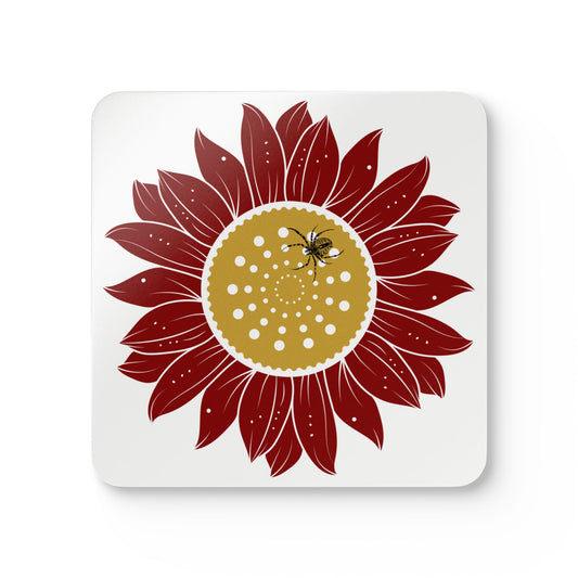 Sunflower Corkwood Coaster Set, Eco-Friendly Drink Coasters, Rustic Home Decor, Gift for Nature Lovers, Kitchen Accessories