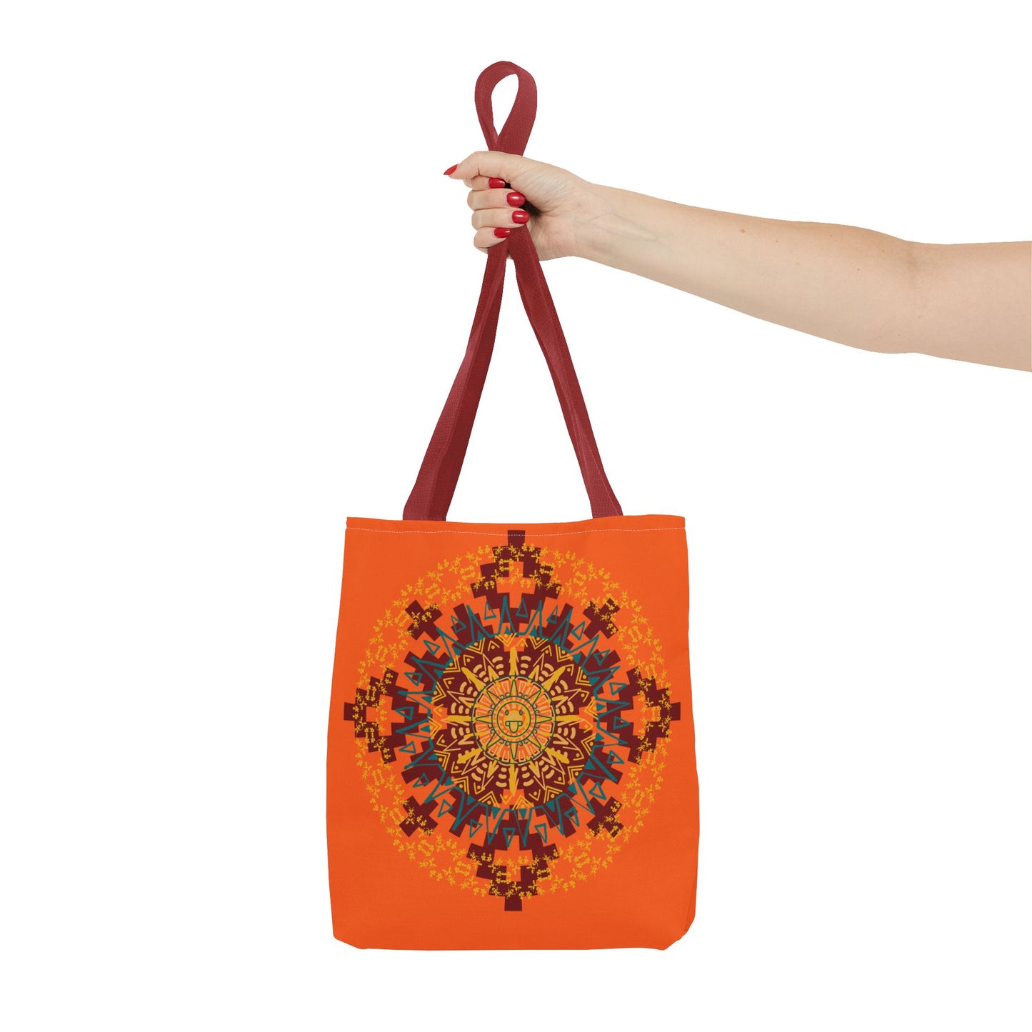 Vibrant Aztec/Mayan Calendar Inspired Mandala Tote Bag | Eco-Friendly Shopping Bag, Beach Bag, Gift for Her, Boho Style, Art Print Bag