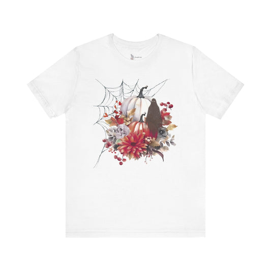 Autumn Vibes Short Sleeve Tee - Cozy Halloween Shirt, Spooky Seasonal Apparel, Fall T-Shirt, Pumpkin Graphic Tee, Unisex Fall Wardrobe