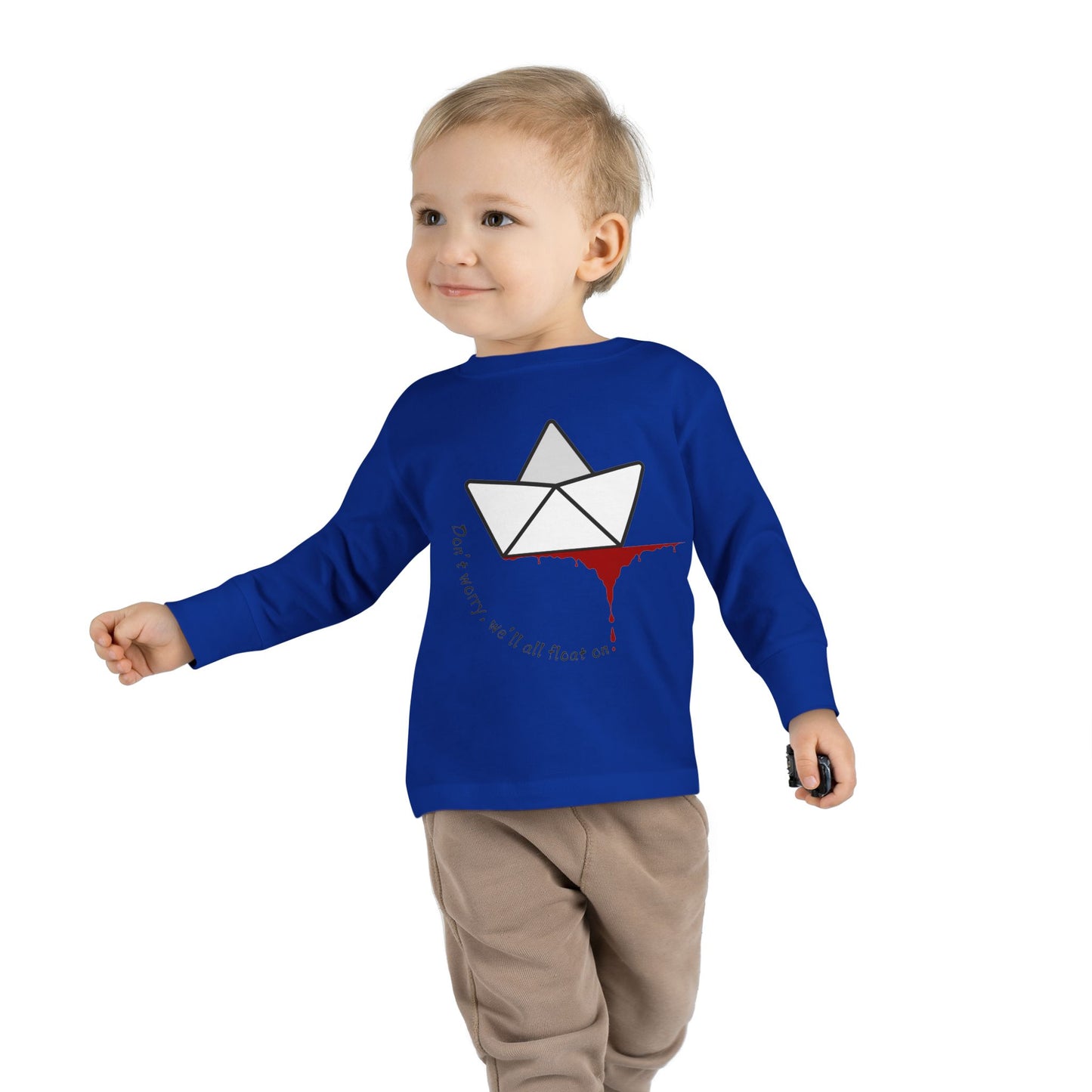 Whimsical Toddler Long Sleeve Tee with Unique Boat Design, Kids' Fashion, Playful Gift, Toddler Apparel, Fun Birthday Gift, Everyday Wear